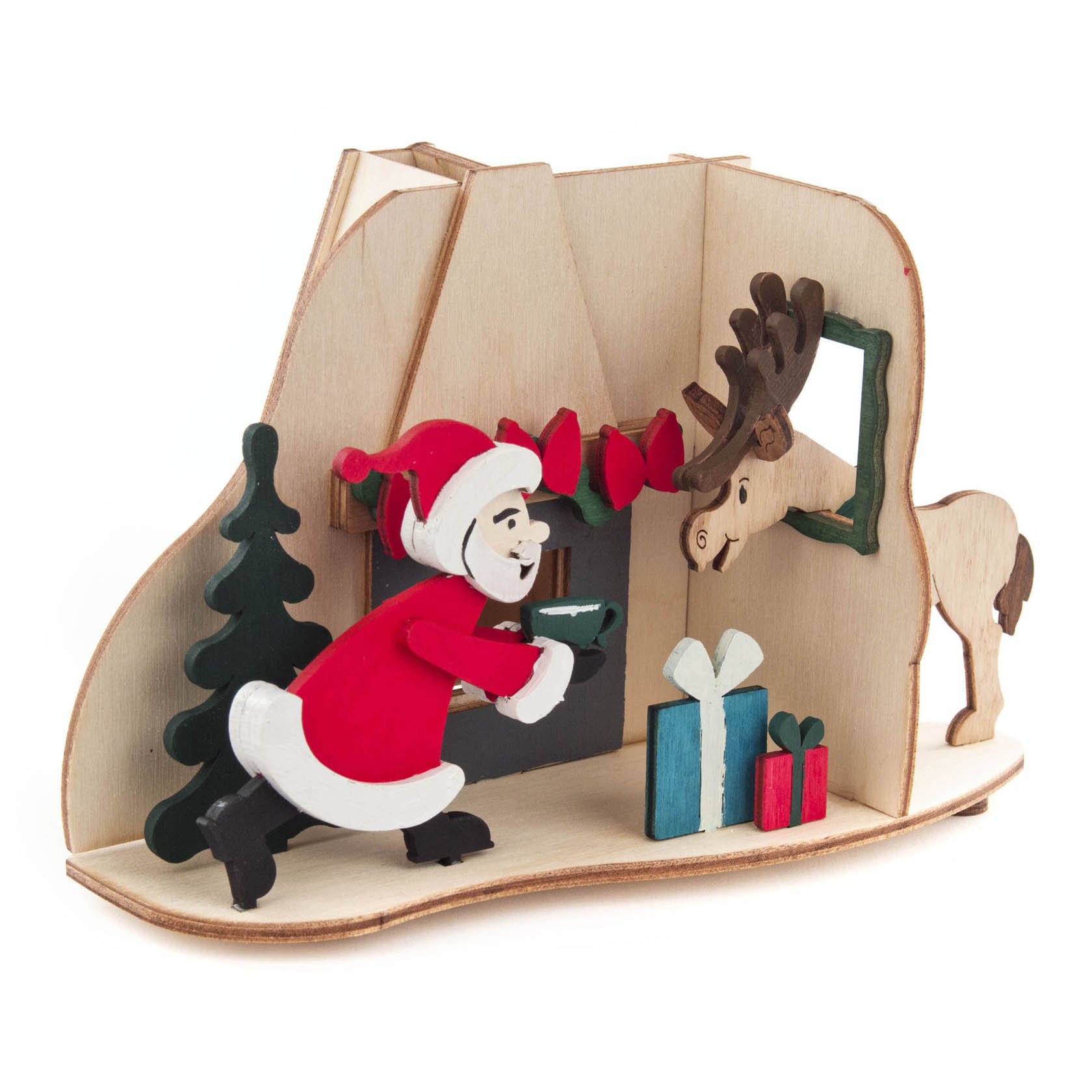 Bastelset Räucherhaus Weihnachtsmann mit Elch