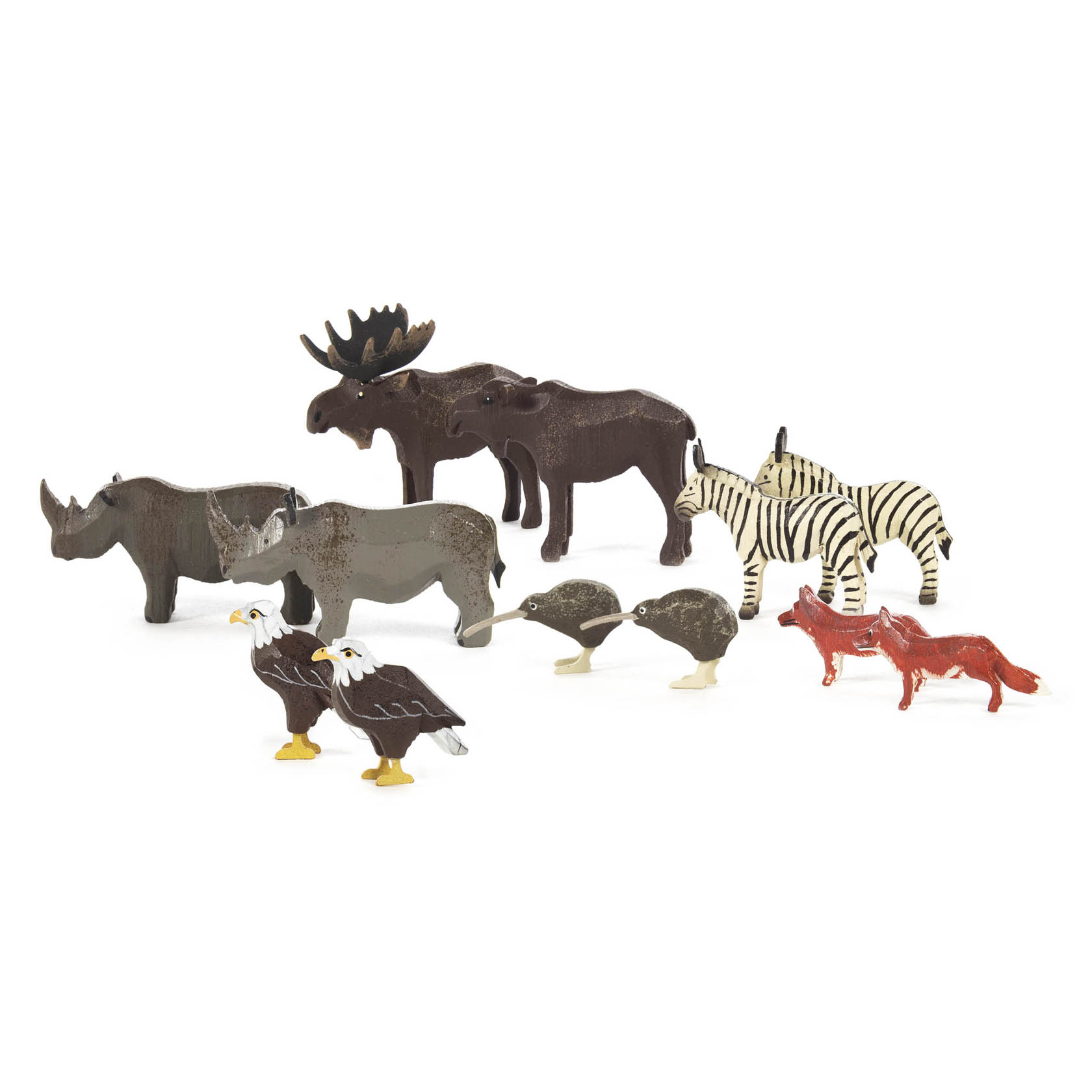 Ergänzung 3 zu Arche Noah (12) Elch, Nashorn, Zebra, Fuchs, Weißkopfseeadler und Kiwi im Dregeno Online Shop günstig kaufen