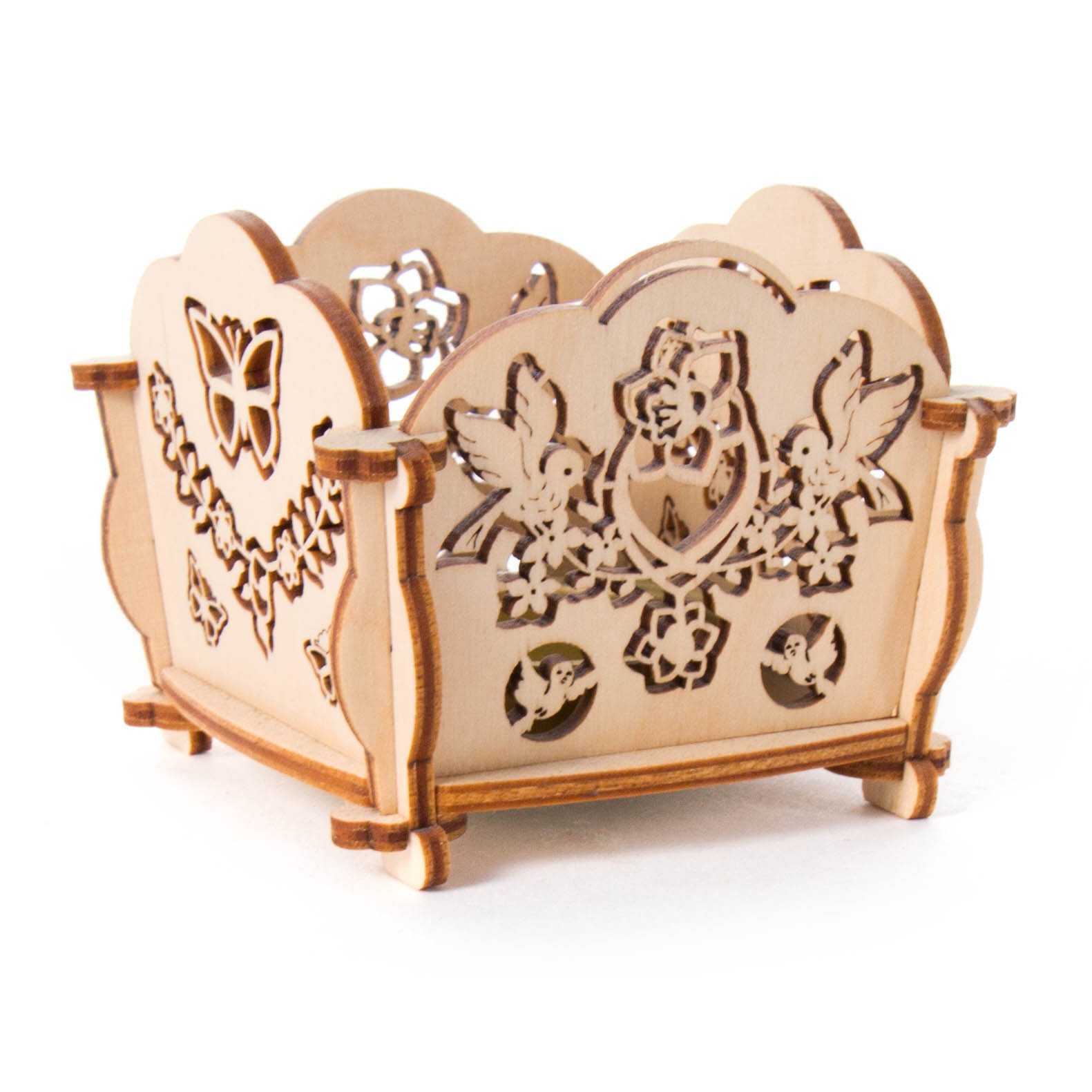 Bastelset Teelichthalter Motiv:Vögel und Schmetterlinge 7,3x5,8x7,3cm im Dregeno Online Shop günstig kaufen