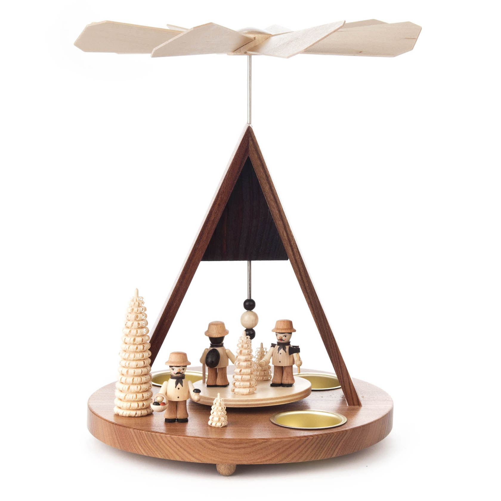 Pyramide mit Erzgebirgsfiguren und Spitzdach, für Teelichte im Dregeno Online Shop günstig kaufen