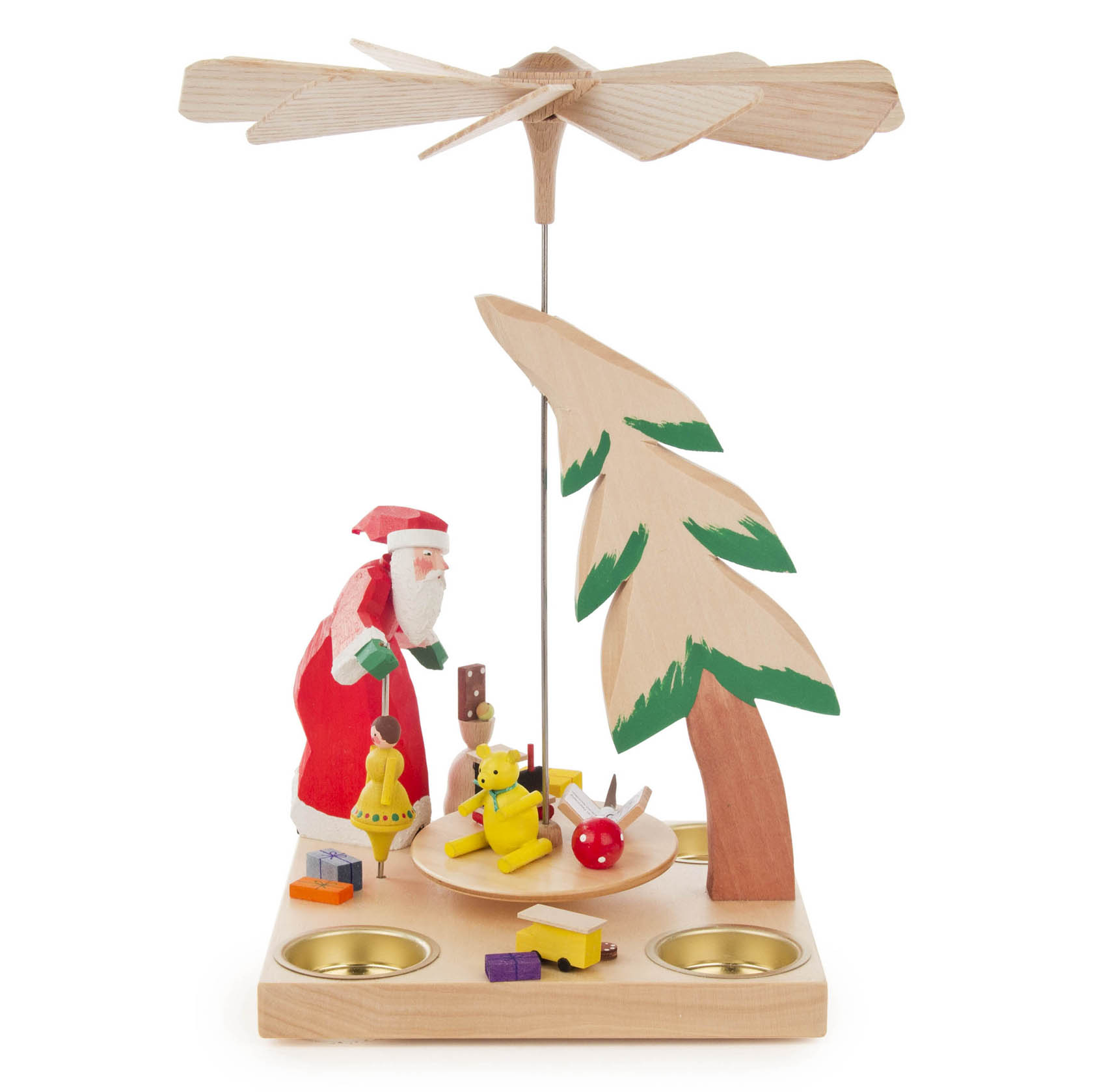 Pyramide mit Weihnachtsmann und tanzender Puppe für Teelichte im Dregeno Online Shop günstig kaufen