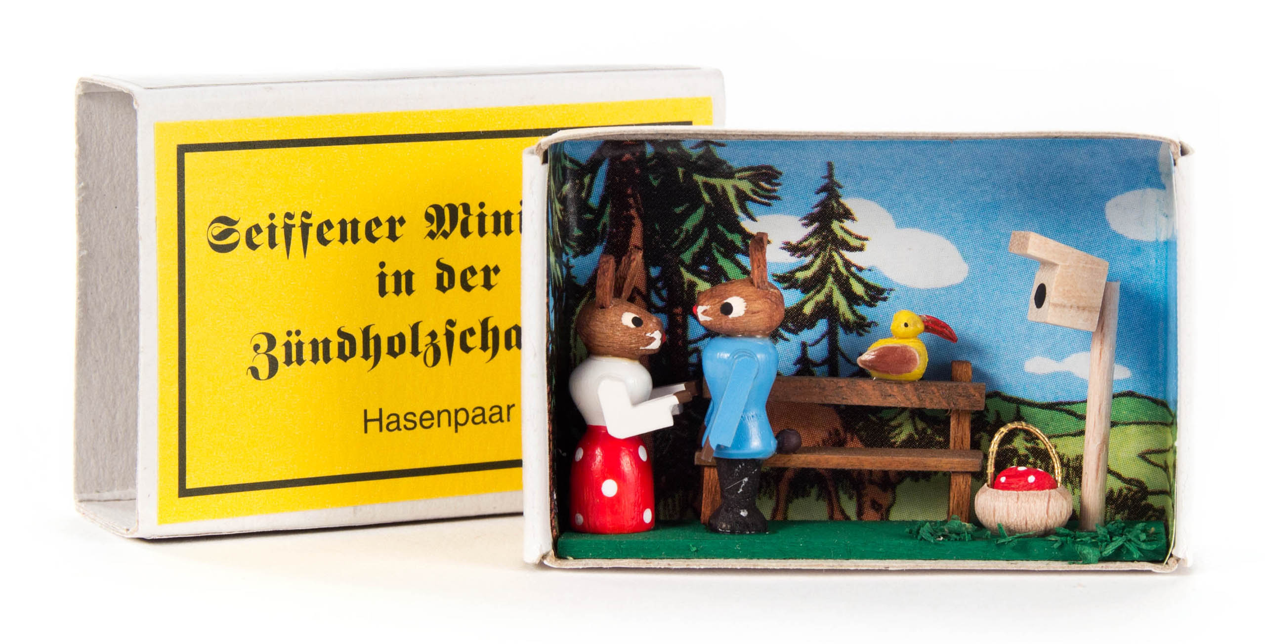 Zündholzschachtel Hasenpaar  