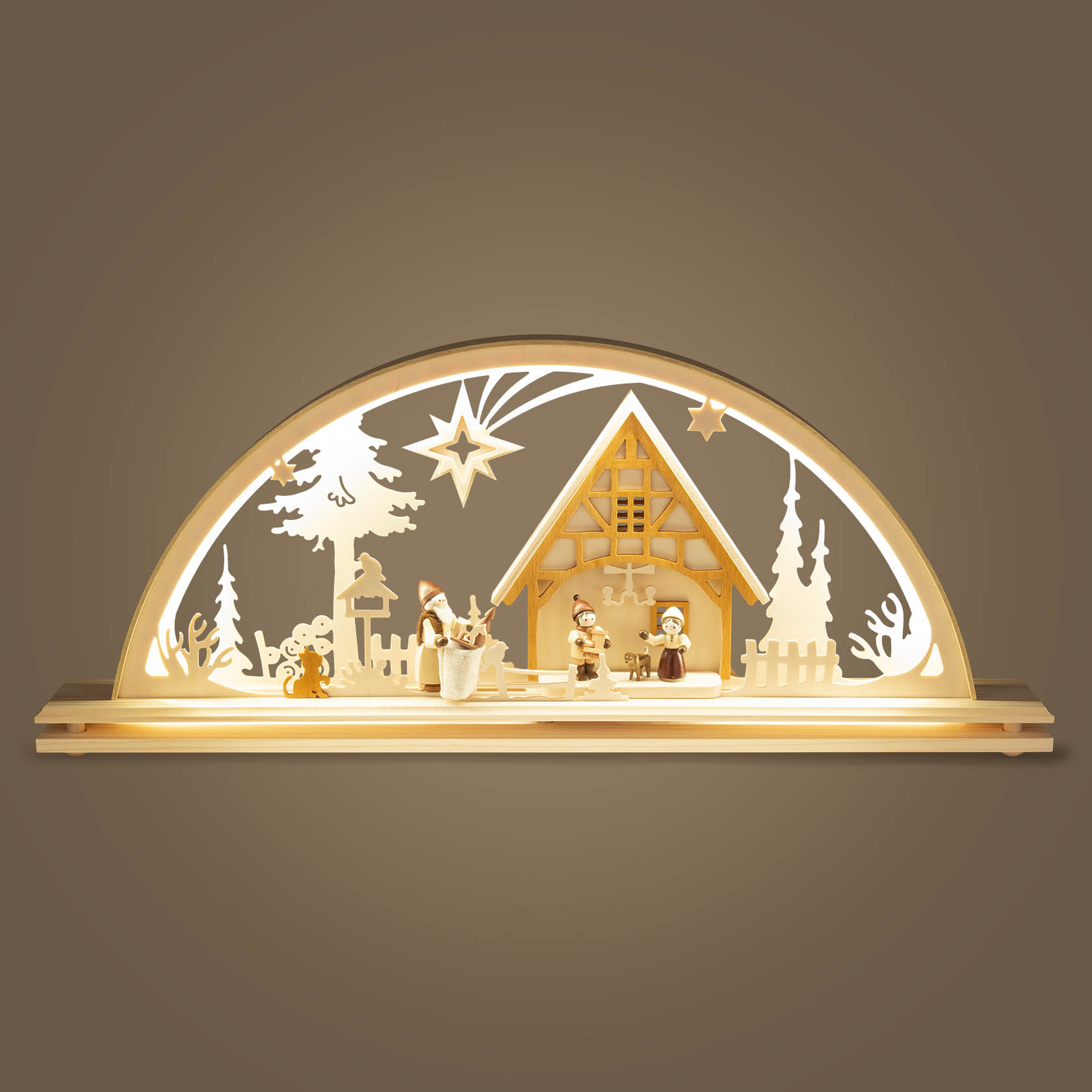 wooden candle arc Christmas LED