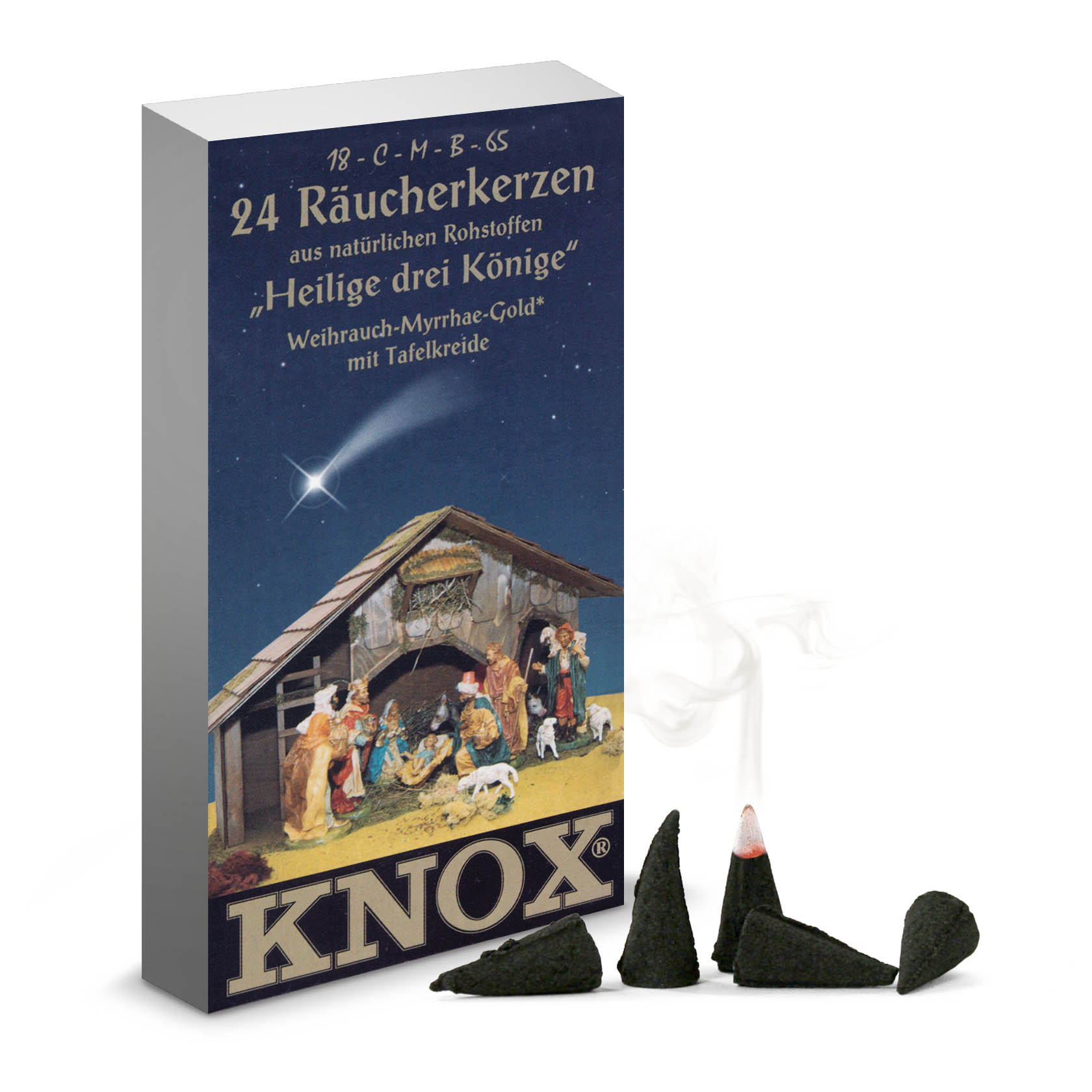 KNOX Räucherkerzen "Heilige drei Könige" (24) inkl. Glimmschale und Kreide