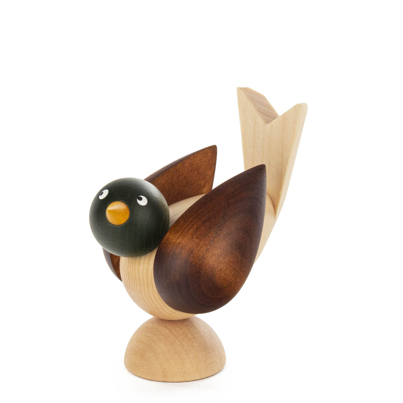 Vogel natur 5,5 cm (Körper natur Flügel farbig)