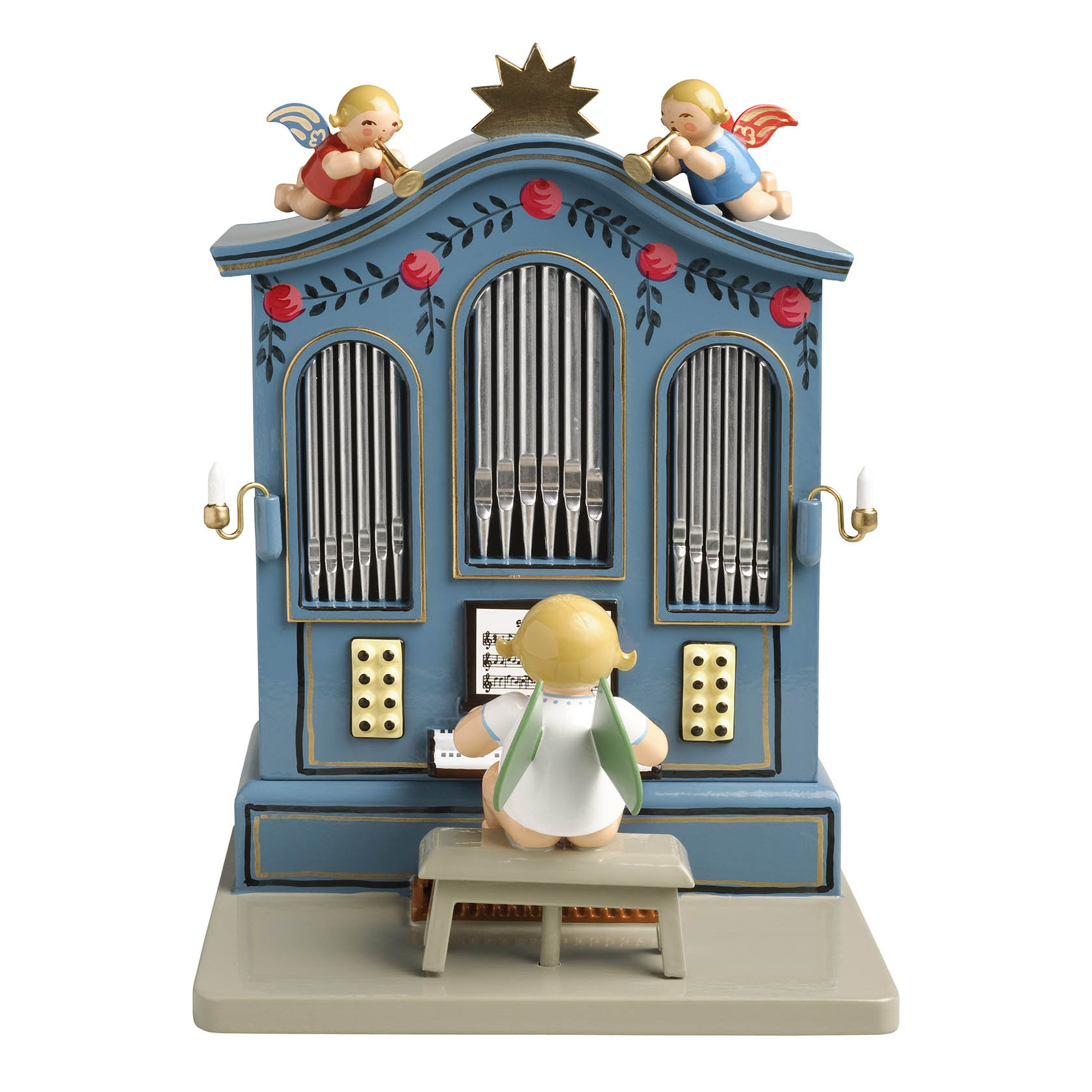 Orgel mit 36-stimmigem Spielwerk, Melodie "Ihr Kinderlein kommet", Kantor und 2 Flötenengeln
