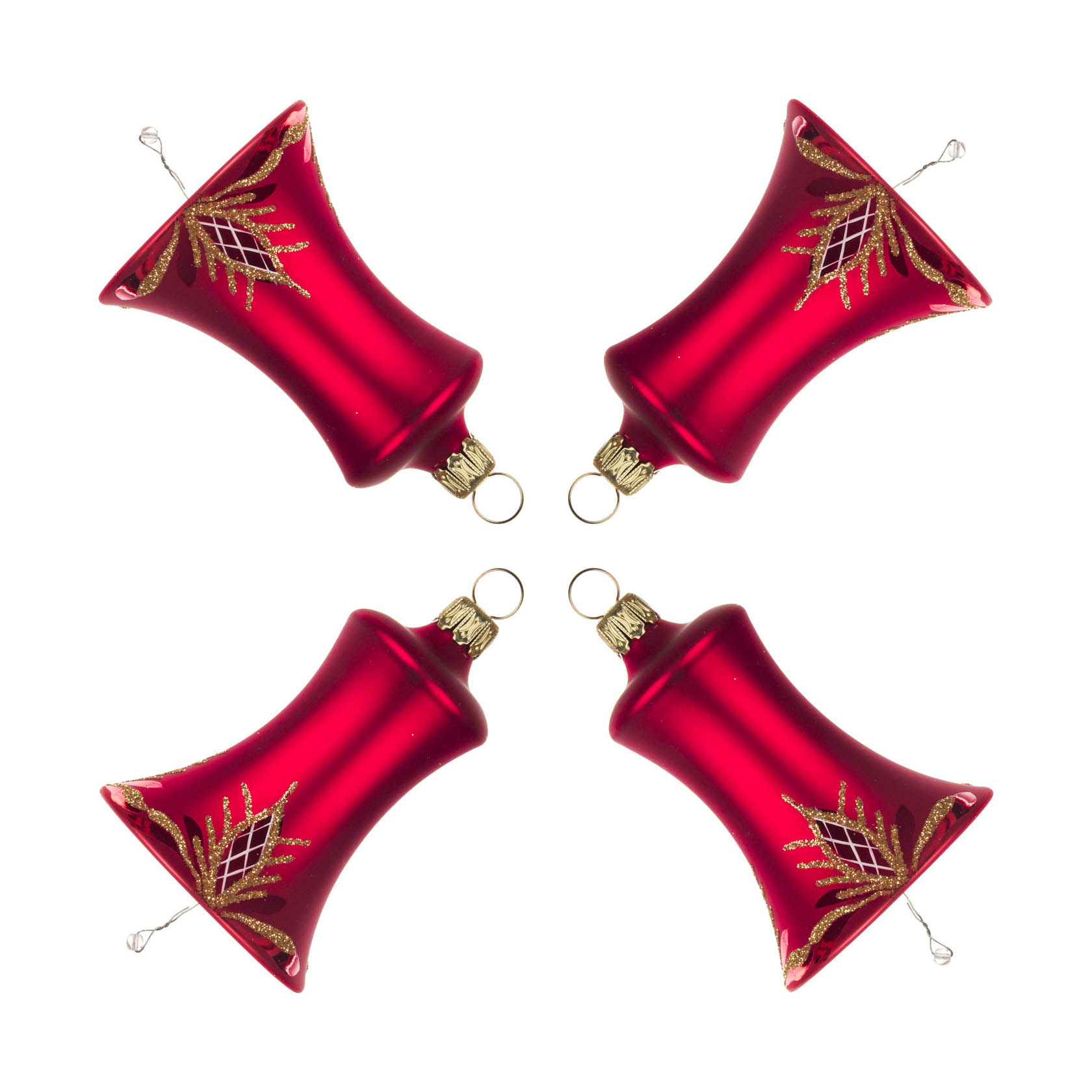 Thüringer Christbaumschmuck Glocke 8cm rot-matt Waffelmuster (4 ...