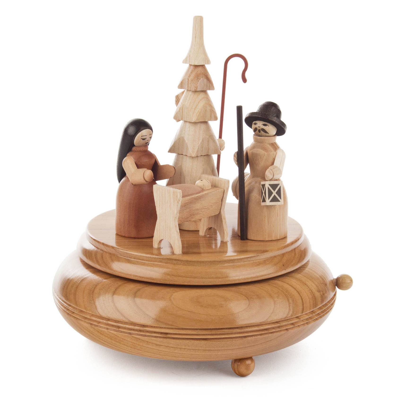Spieldose mit Krippefiguren, natur Melodie:"Am Weihnachtsbaume"
