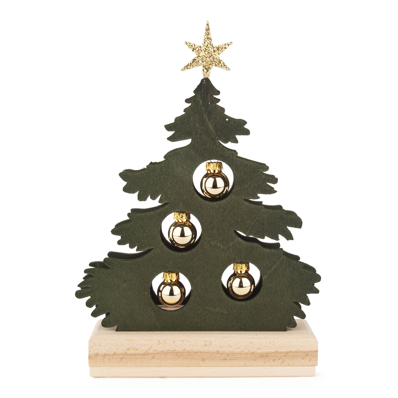 Mini-Tanne grün gebeizt,goldene Kugeln mit LED-Strip Beleuchtung USB-Anschluss im Dregeno Online Shop günstig kaufen