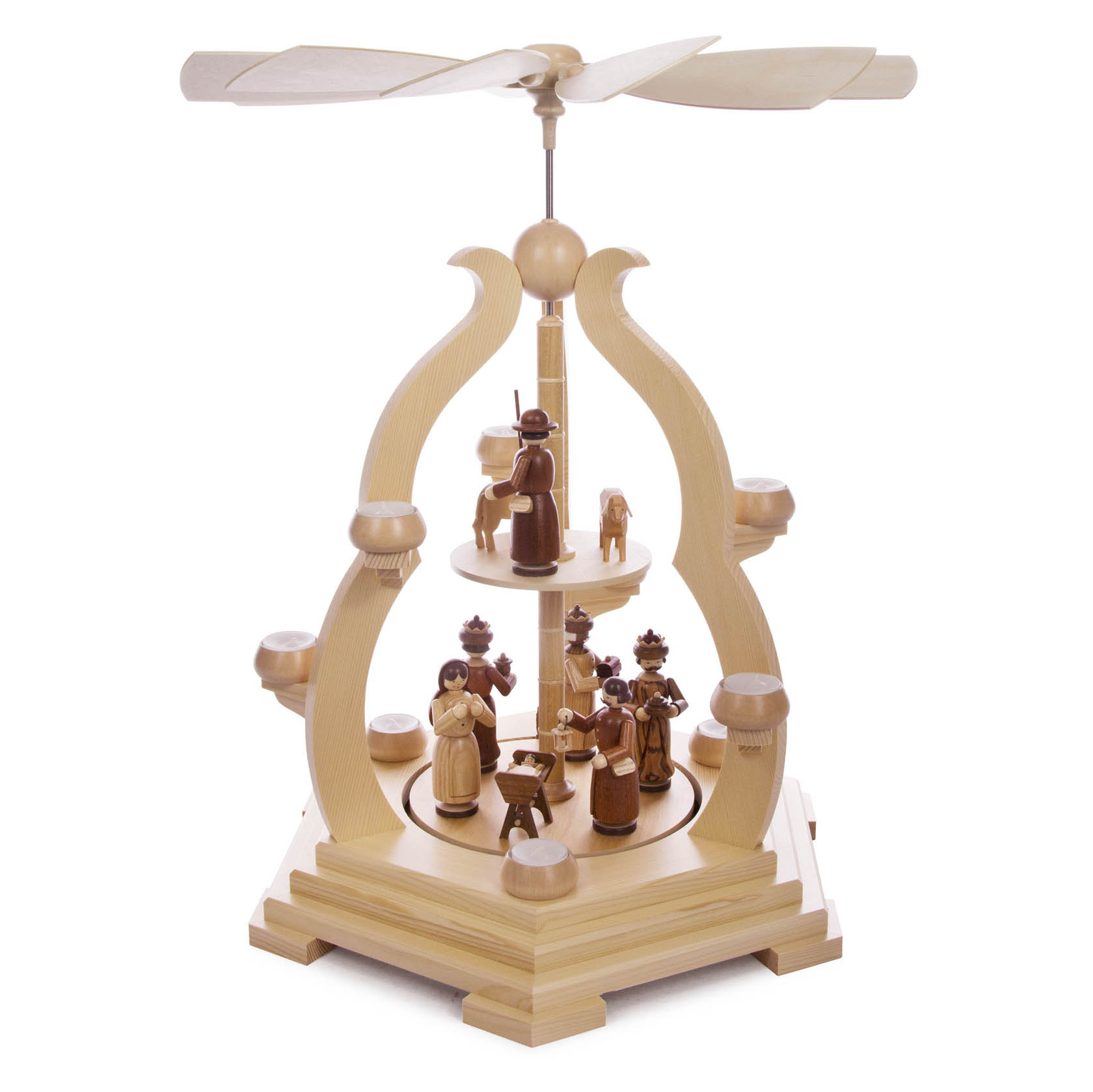 Pyramide mit Christi Geburt, 2-stöckig, für Teelichte
