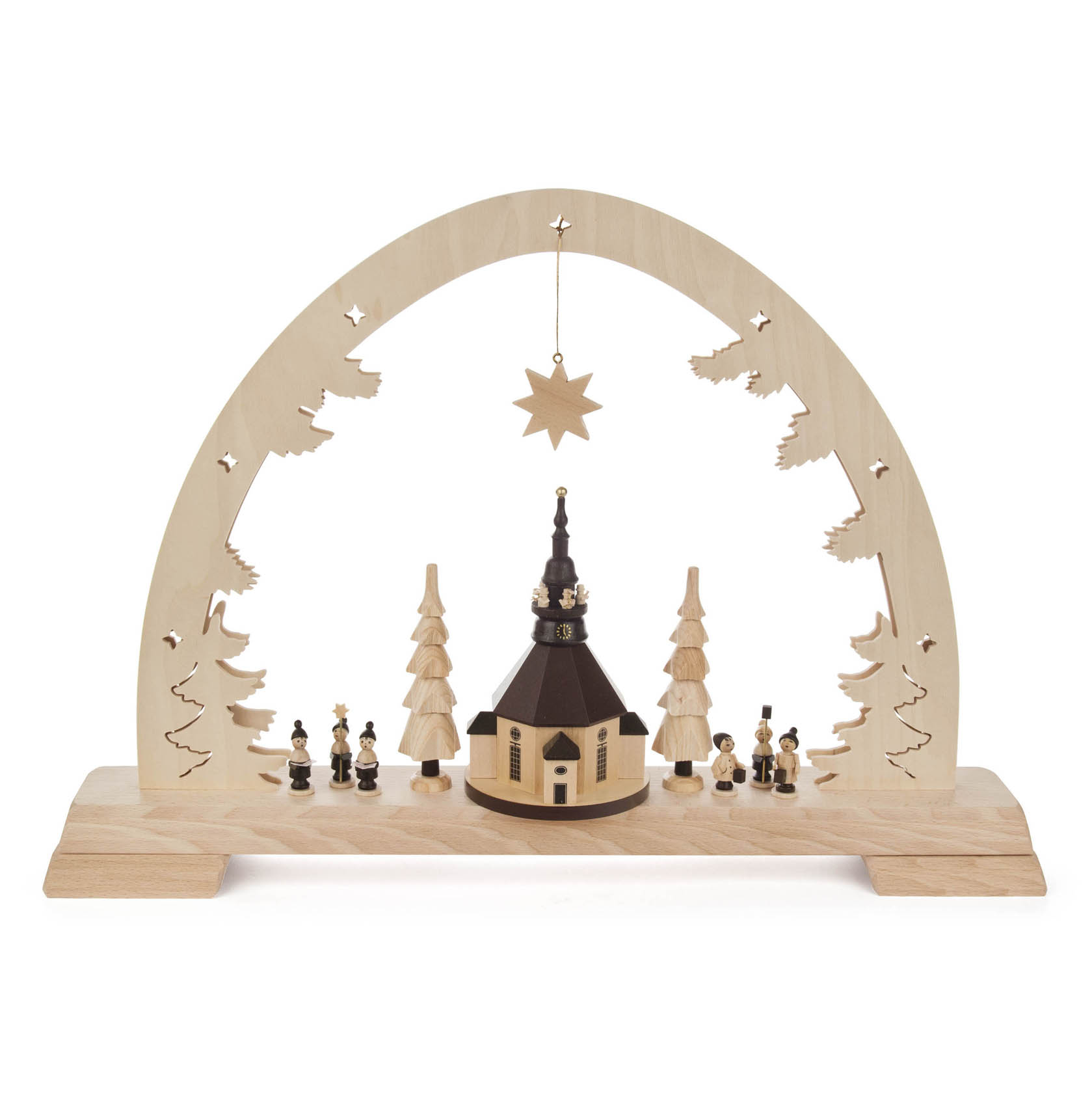 Schwibbogen mit Seiffener Kirche mit LED Beleuchtung   -exclusiv- Netzspannung: 100-240V im Dregeno Online Shop günstig kaufen