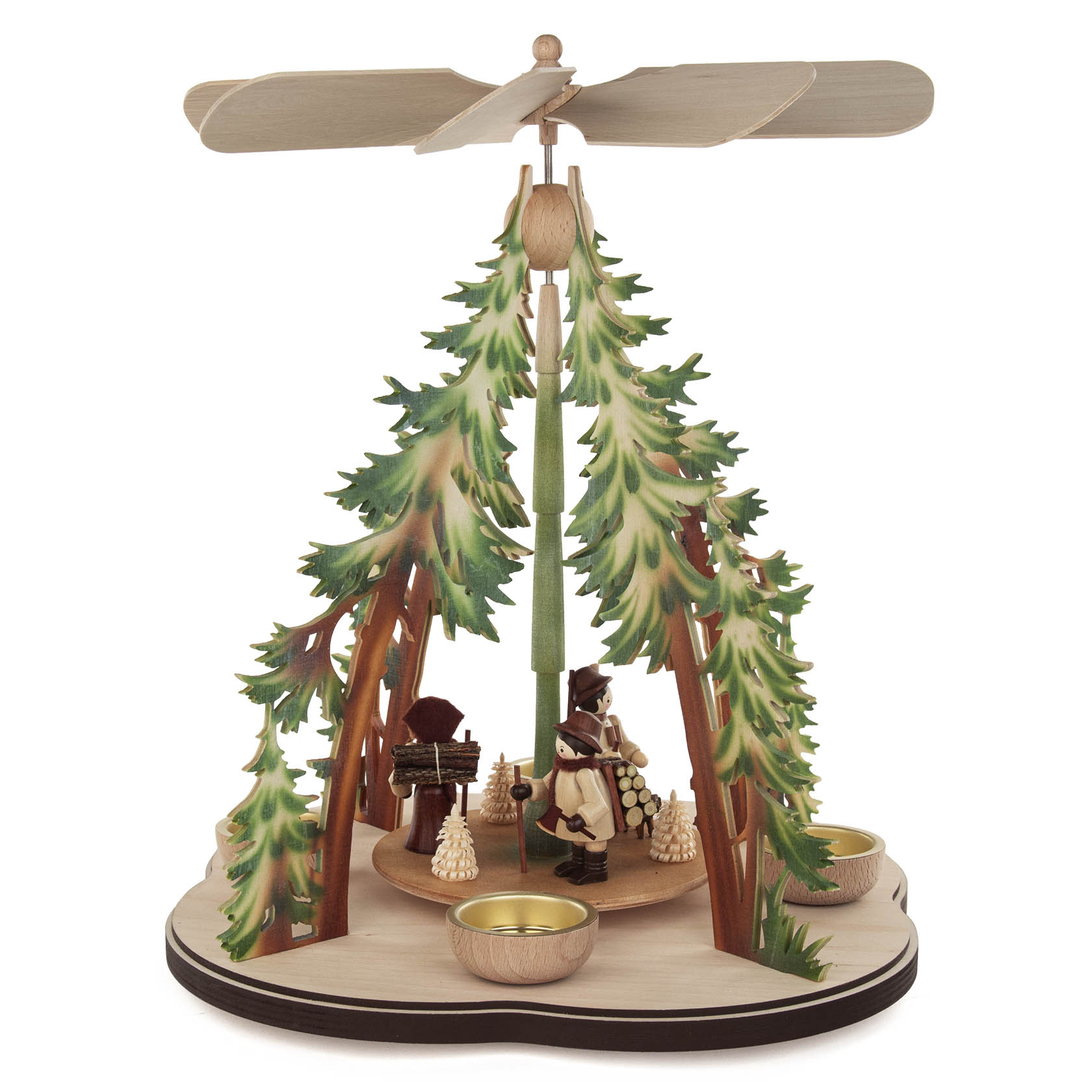 Pyramide Waldarbeiter farbig mit Teelichter im Dregeno Online Shop günstig kaufen