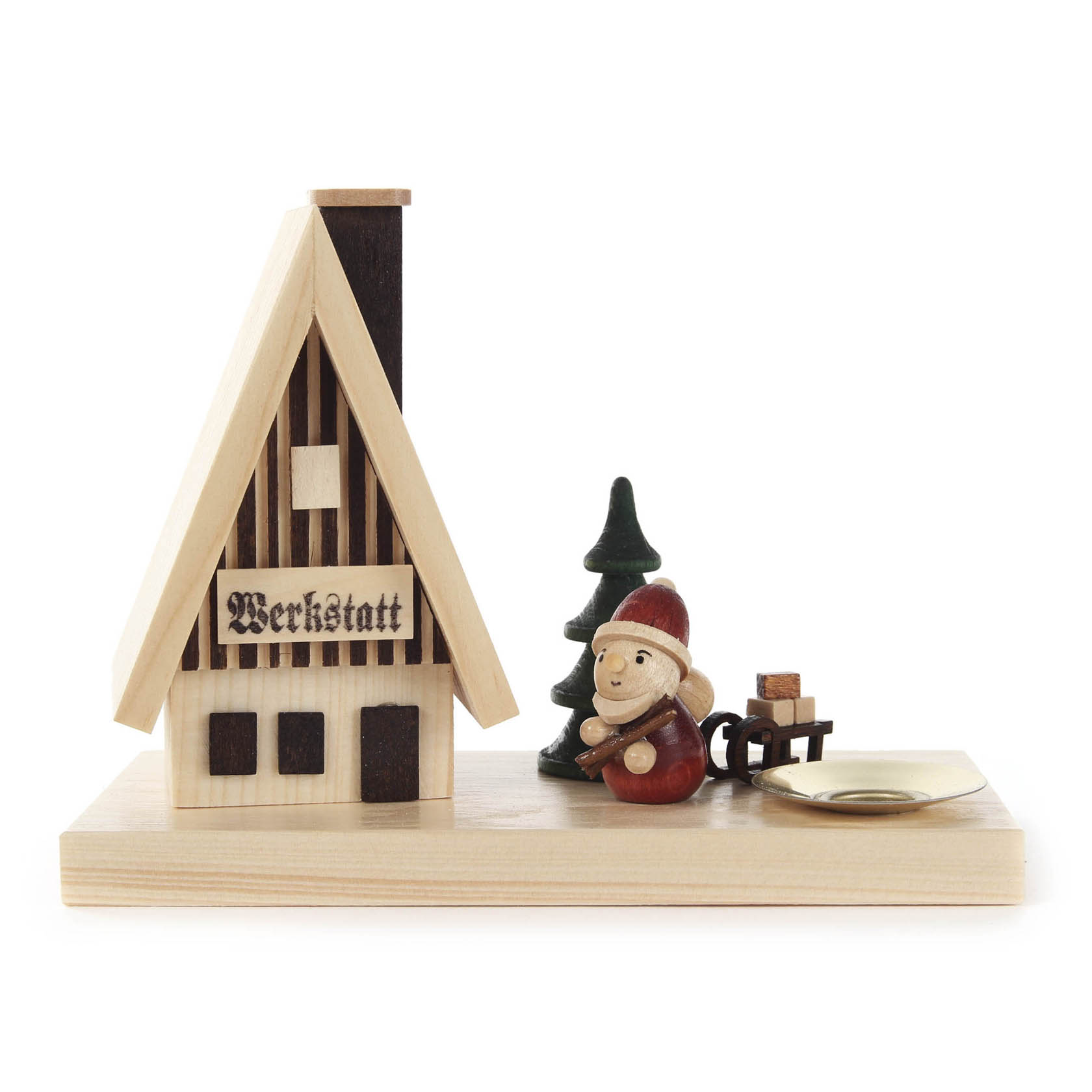 Räucherhaus Werkstatt mit Weihnachtsmann und Kerzenhalter für Kerze d=14mm im Dregeno Online Shop günstig kaufen