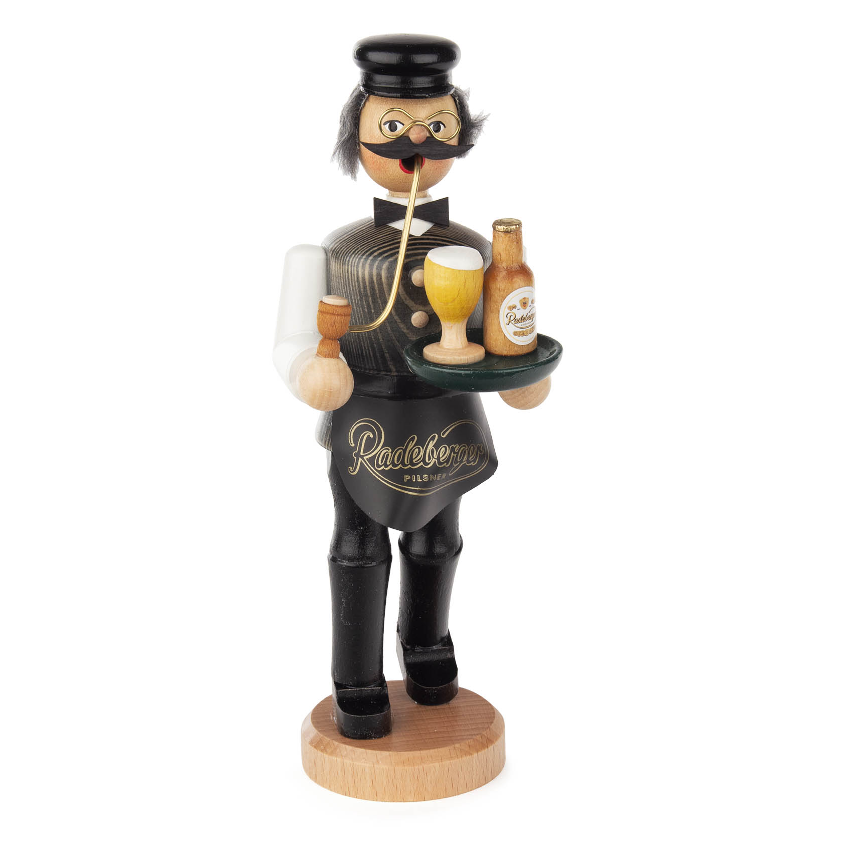 Räuchermann Gastwirt mit Tablett (mit Aufdruck Radeberger)