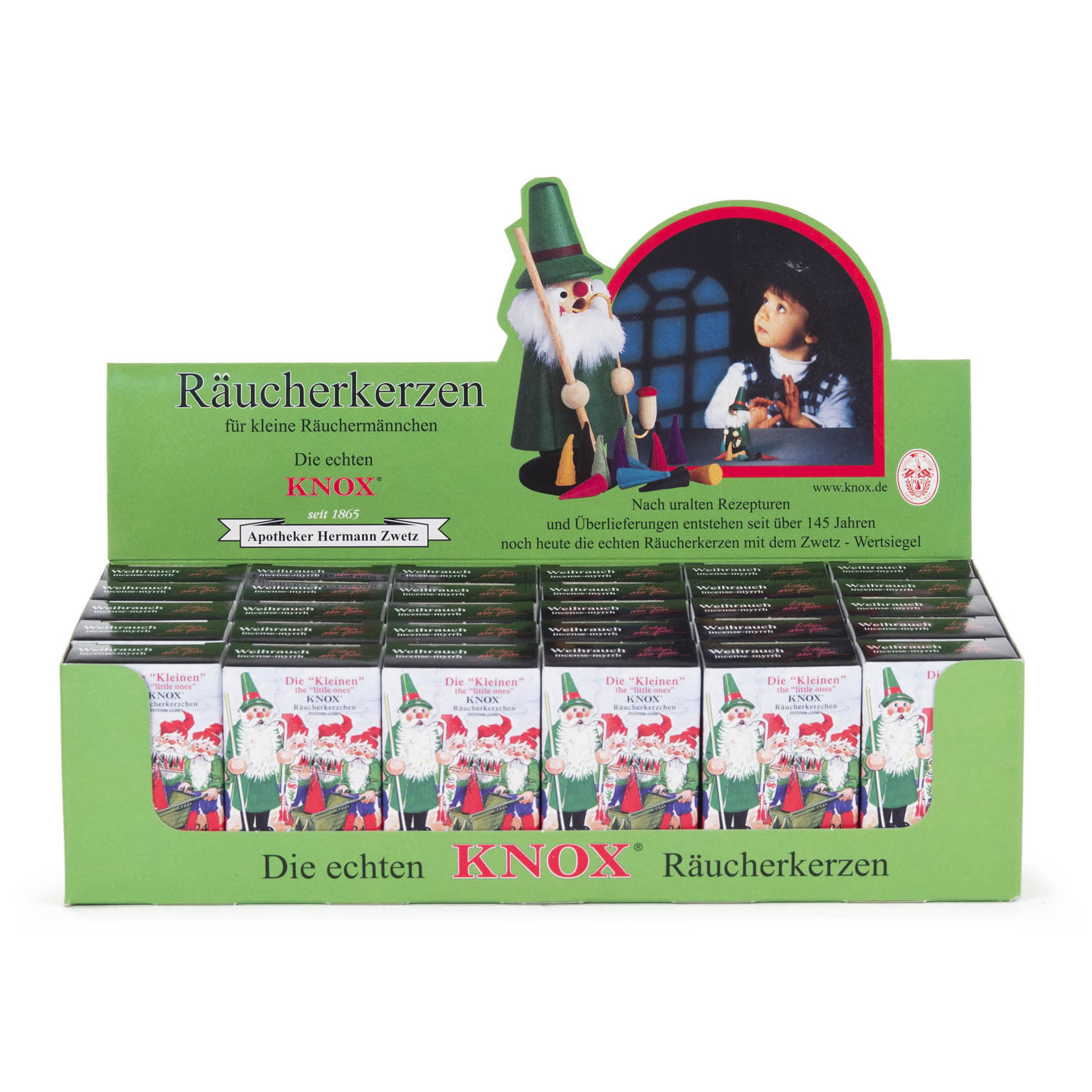 Verkaufsdisplay KNOX Mini-Räucherkerzen Weihrauch, 30 Schachteln à 24 Stück im Dregeno Online Shop günstig kaufen