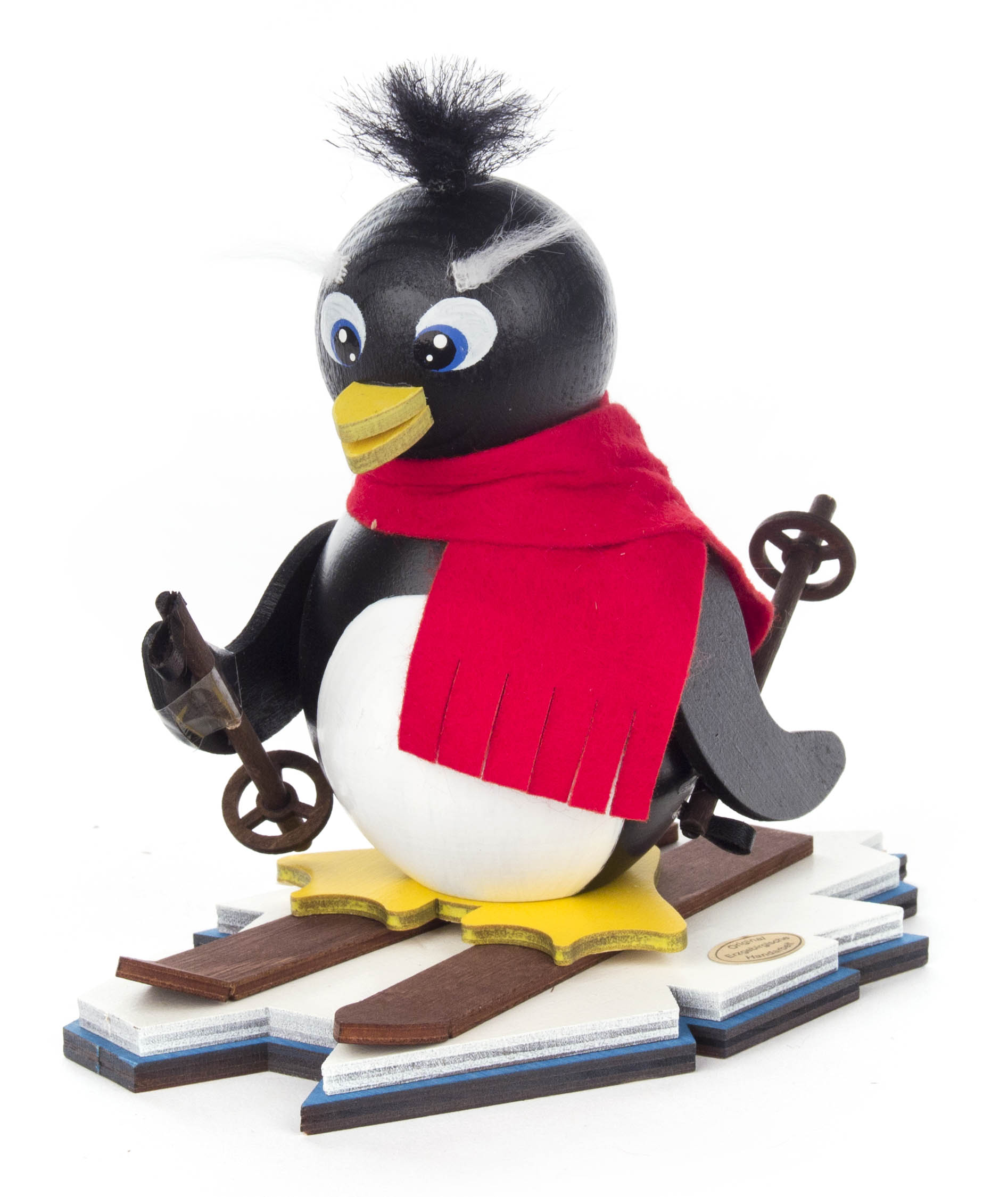 Räucherpinguin Emil auf Ski  