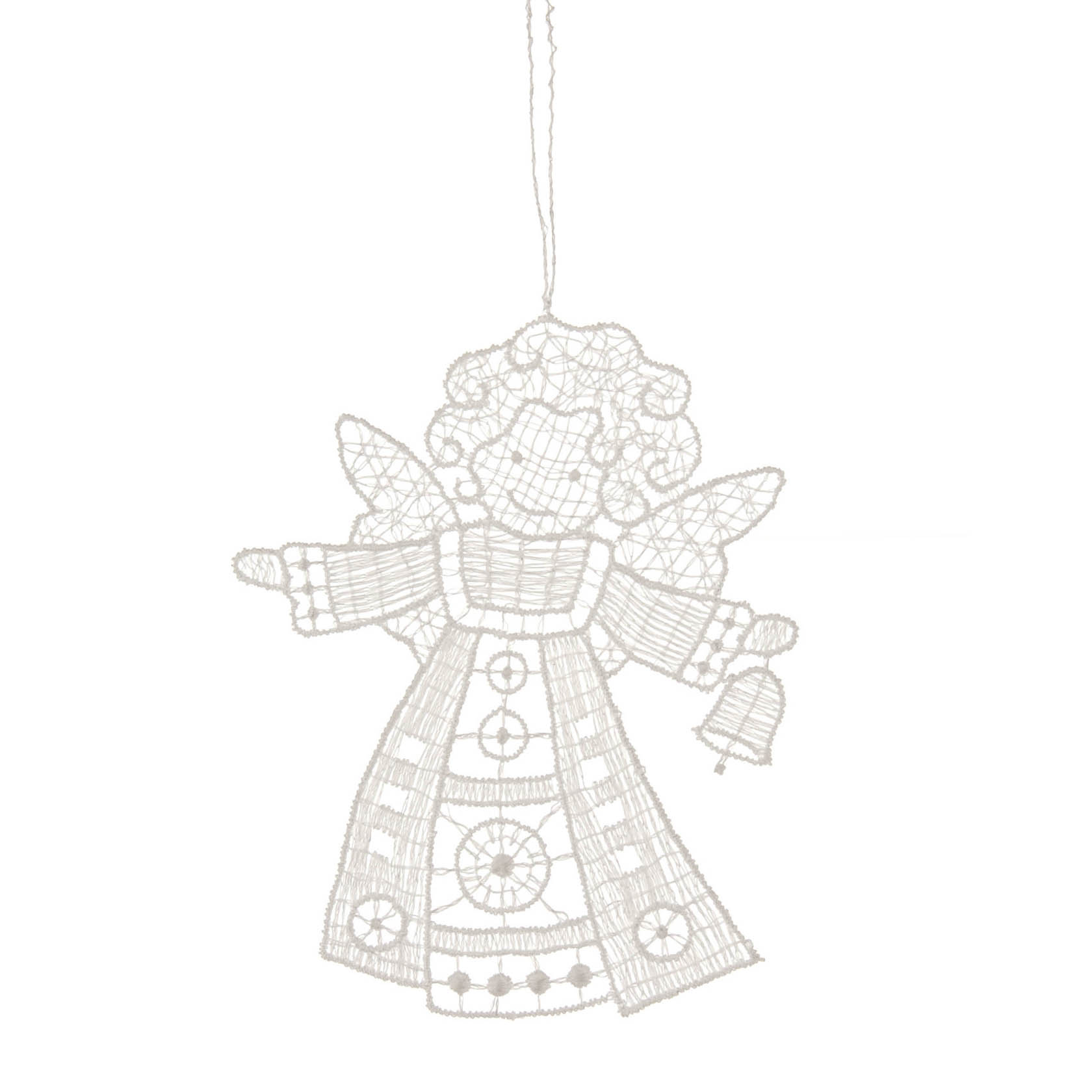 lace ornament angel with bell Dregeno Seiffener Originale