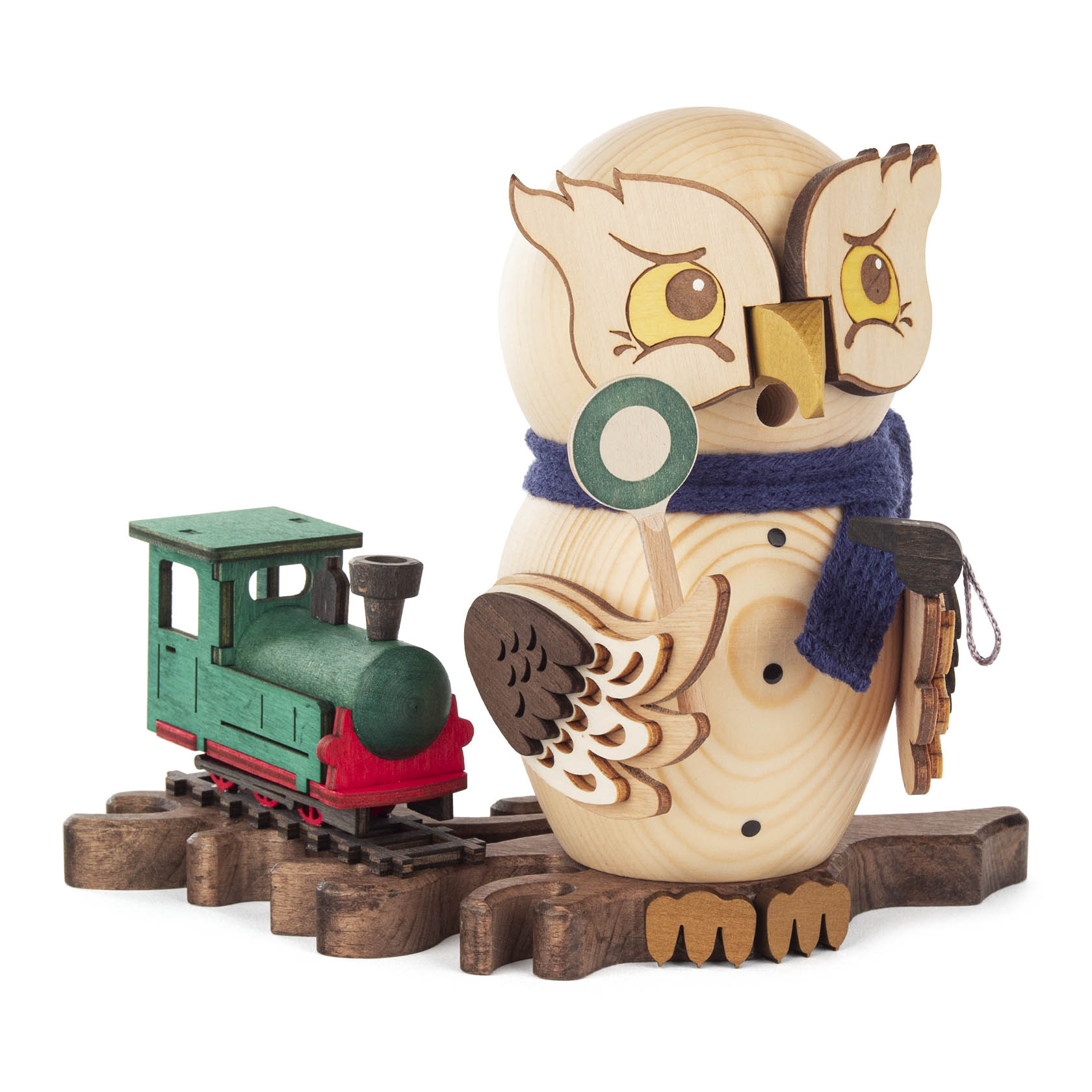 wooden smoker owl with train im Dregeno Online Shop günstig kaufen
