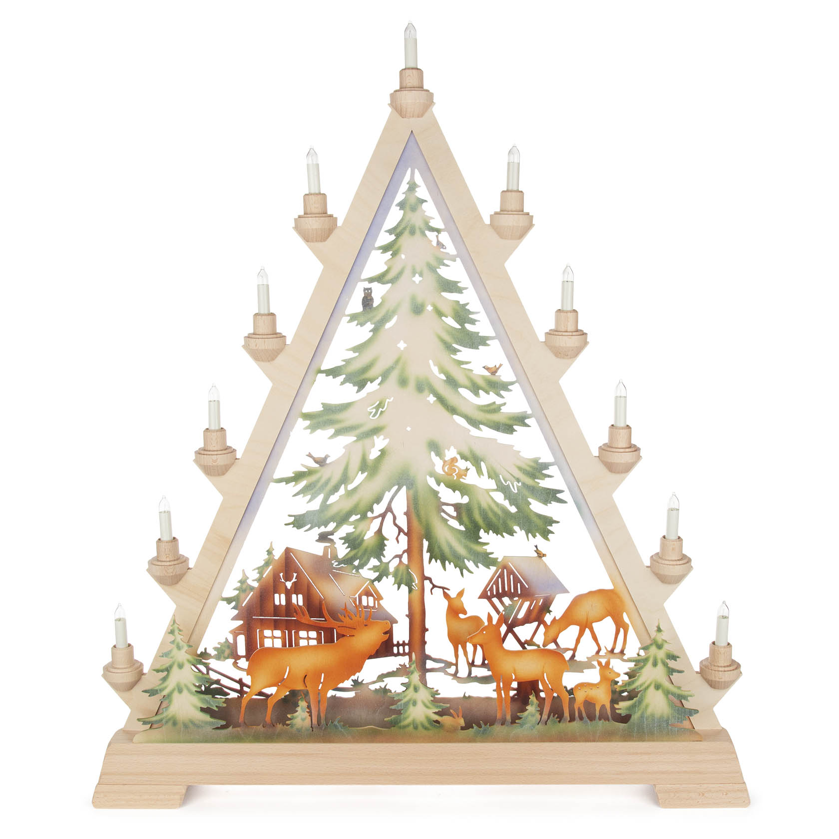 Schwibbogen-Spitze Forsthaus farbig mit Vorbeleuchtung im Dregeno Online Shop günstig kaufen