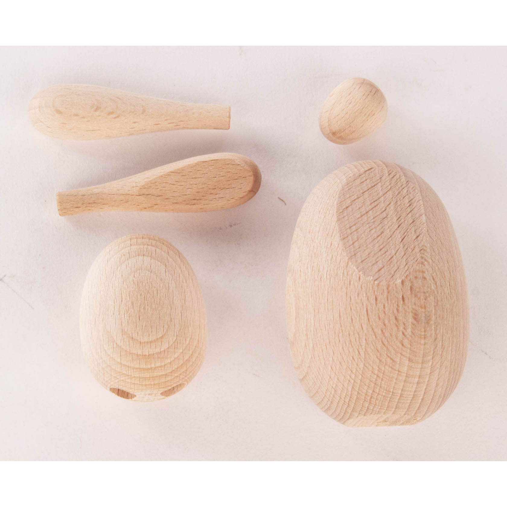 Wooden bunny crafting kit with a 9cm oval body, smaller oval head, two elongated ears, and a small oval tail.