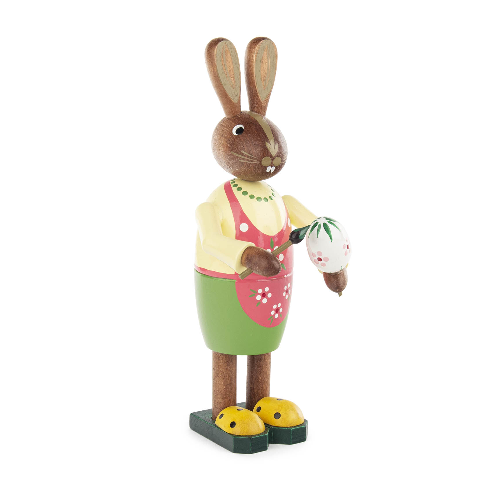 wooden  rabbit lady with basket and brus