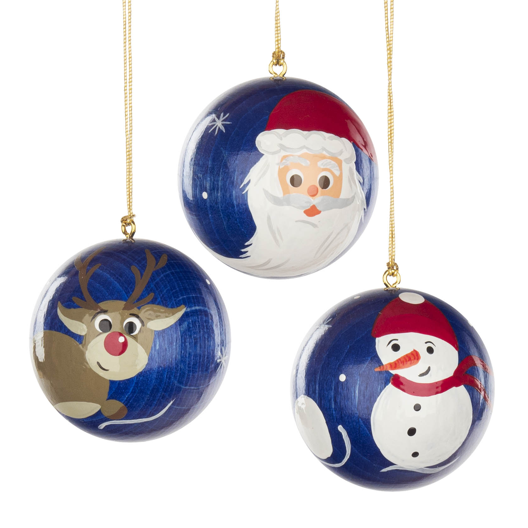 Weihnachtsbaumkugeln 4cm blau Rentier, Schneemann, Weihnachtsmann