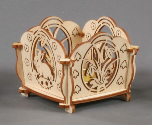 Bastelset Teelichthalter Motiv: Osterhase und Blume 7,3x5,8x7,3cm im Dregeno Online Shop günstig kaufen