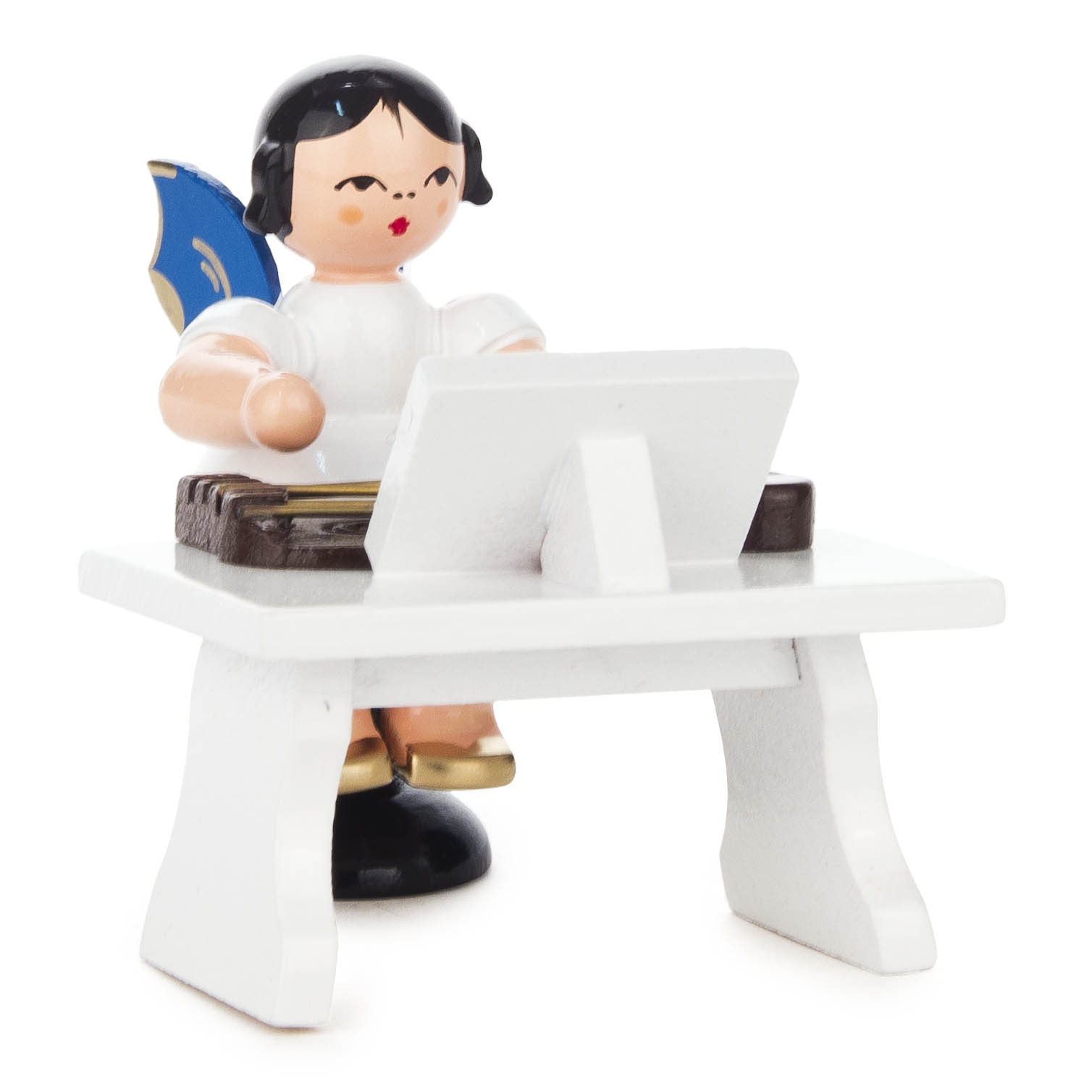 Engel mit Zither sitzend, blaue Flügel im Dregeno Online Shop günstig kaufen