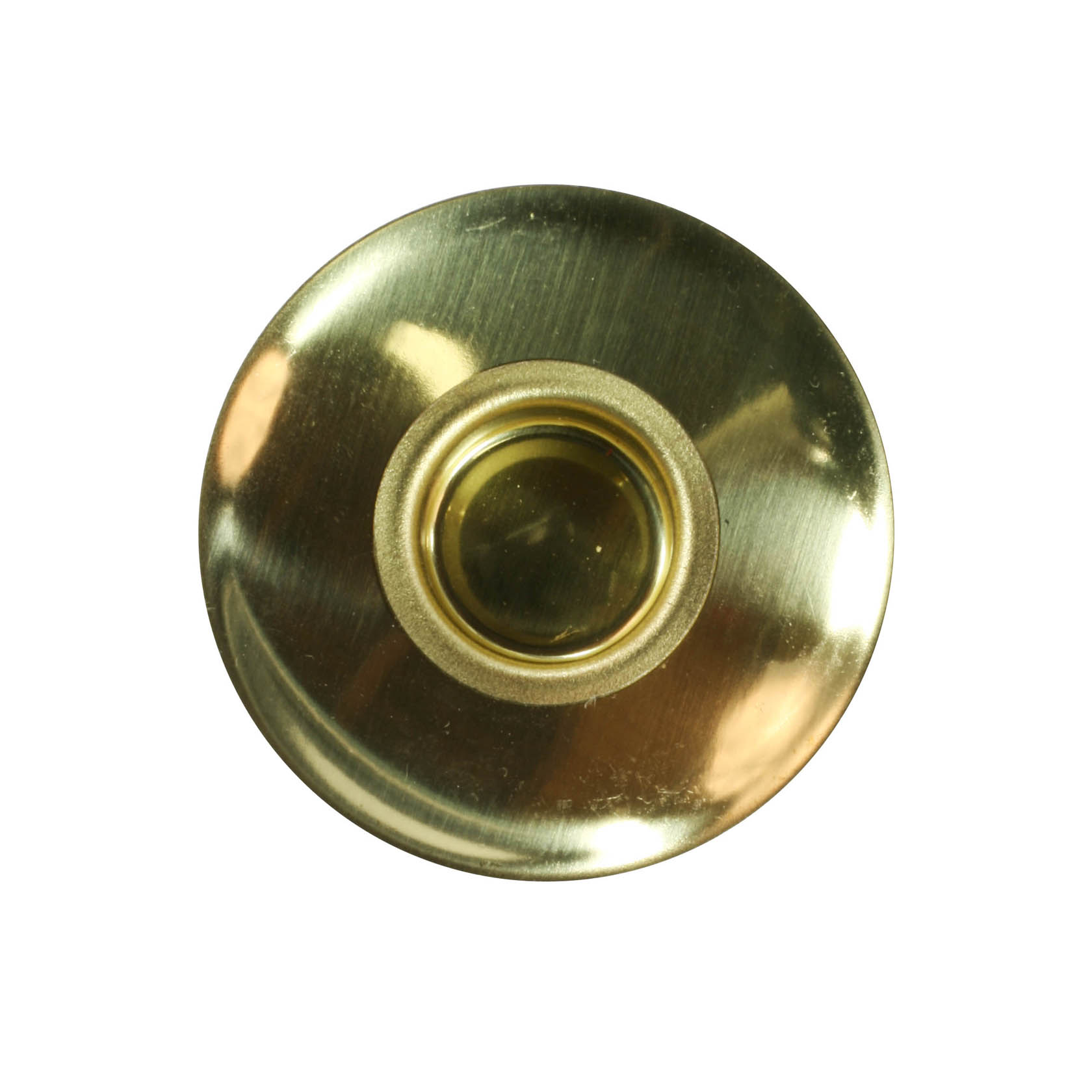 Close-up of a brass-colored drop catcher with a circular shape and a central hole. im Dregeno Online Shop günstig kaufen