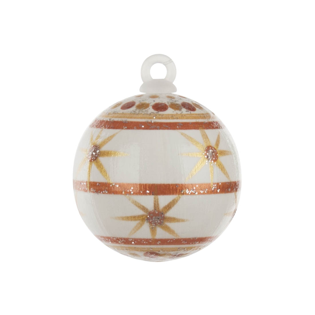 Behang Weihnachtsbaumkugel weiß-gold mit Sternen, ohne Faden im Dregeno Online Shop günstig kaufen