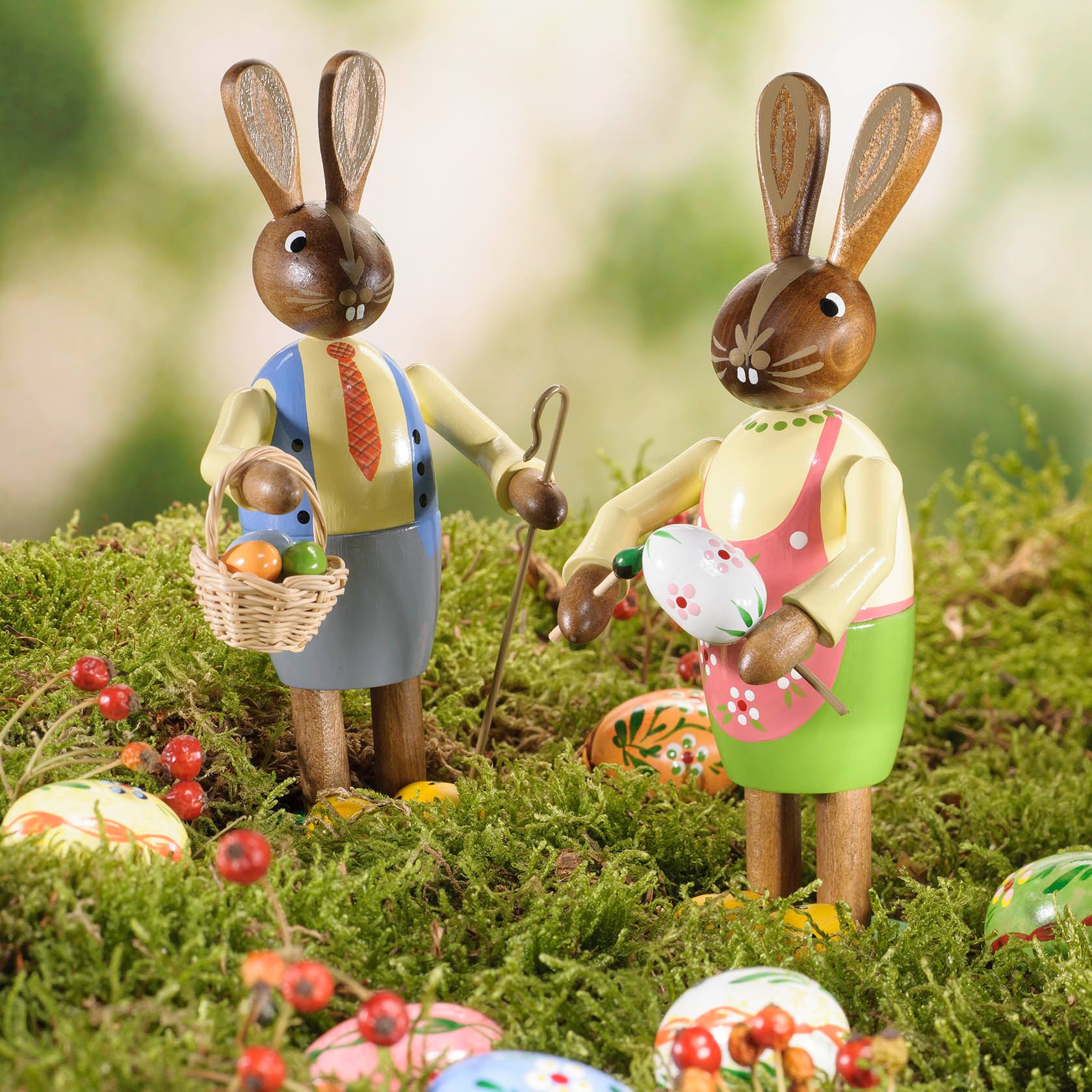 wooden  easter rabbit with basket