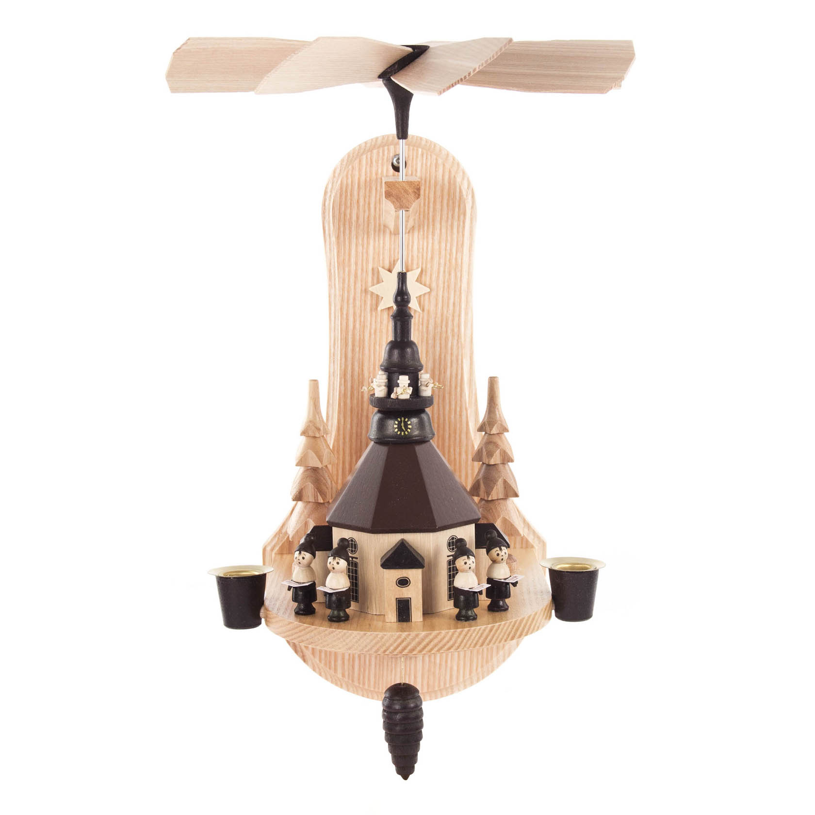 Wandpyramide mit Seiffener Kirche, Kurrende und Turmbläsern, für Kerzen d=14mm im Dregeno Online Shop günstig kaufen