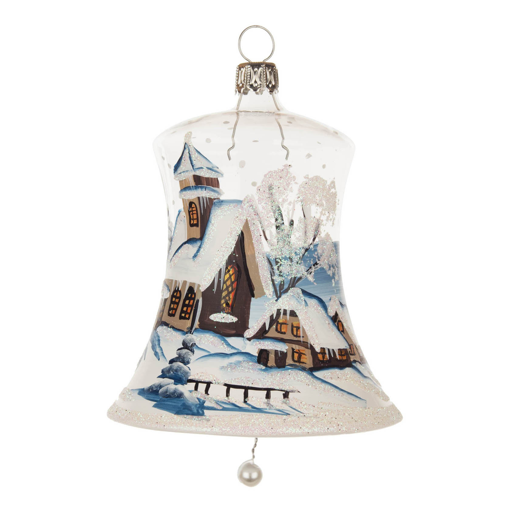 Thüringer Christbaumschmuck Glocke 8cm klar