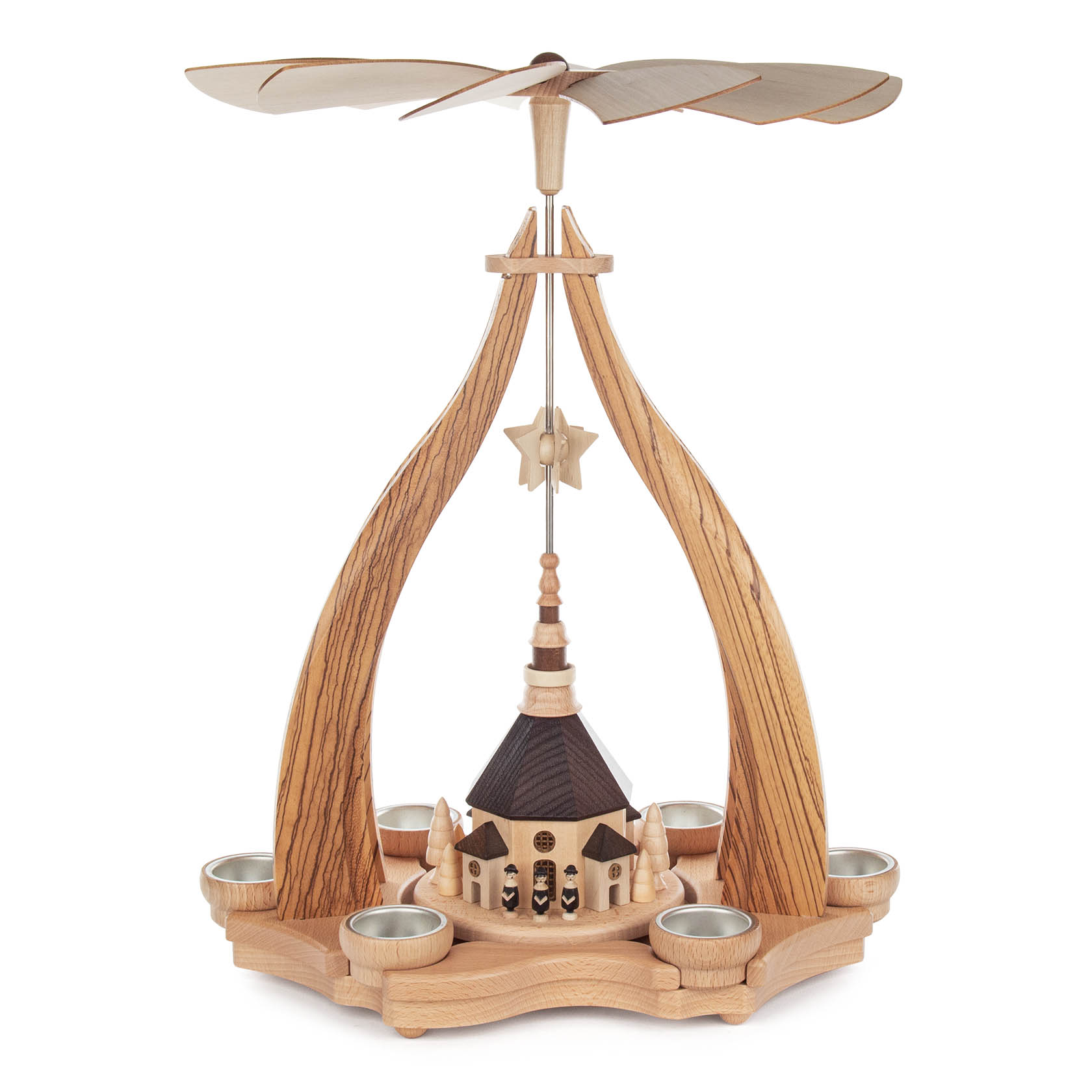 Pyramide "Seiffener Kirche" Zebrano, für Teelichte im Dregeno Online Shop günstig kaufen