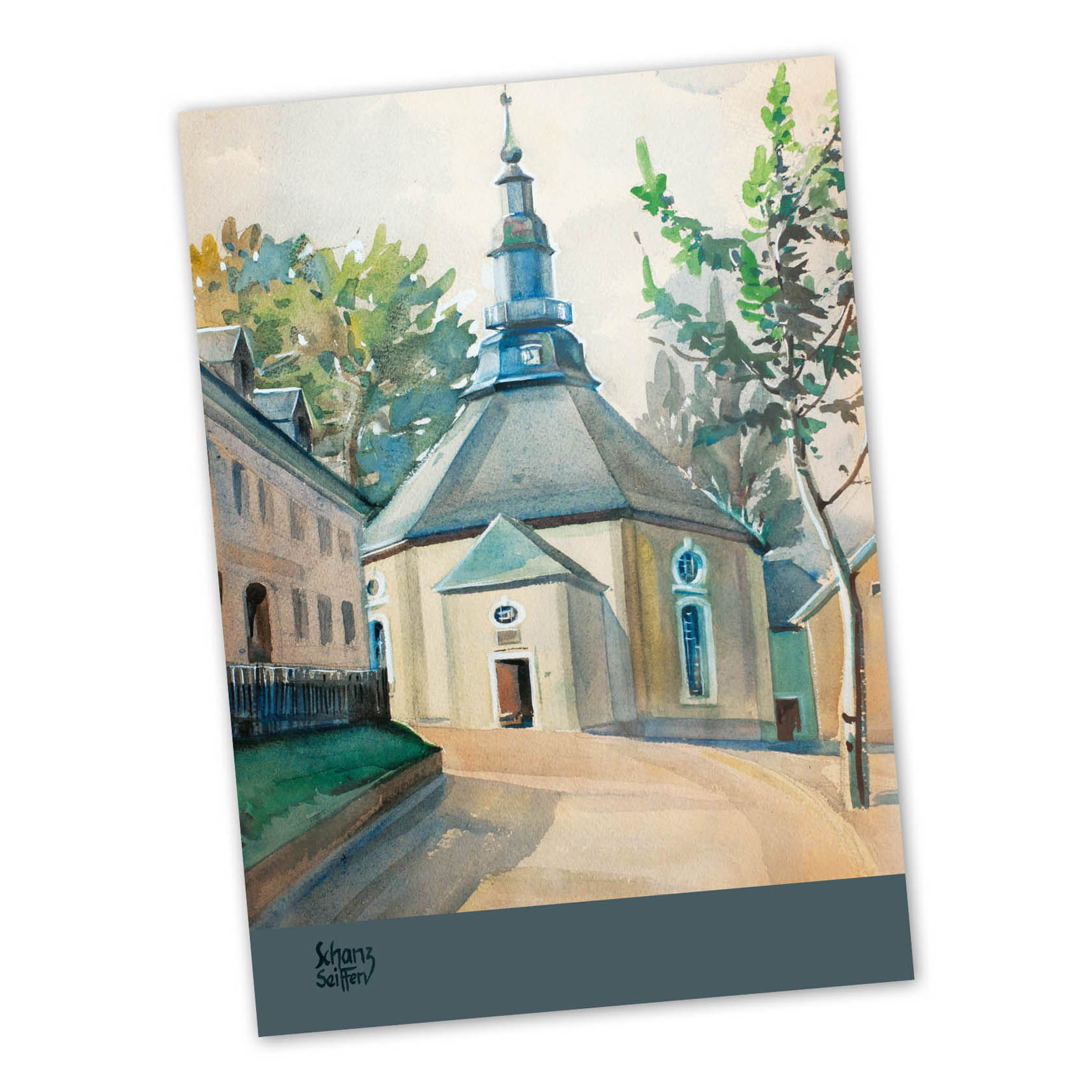 Künstlerkarte Max Schanz "Farben des Gebirges", Kirche Seiffen im Dregeno Online Shop günstig kaufen