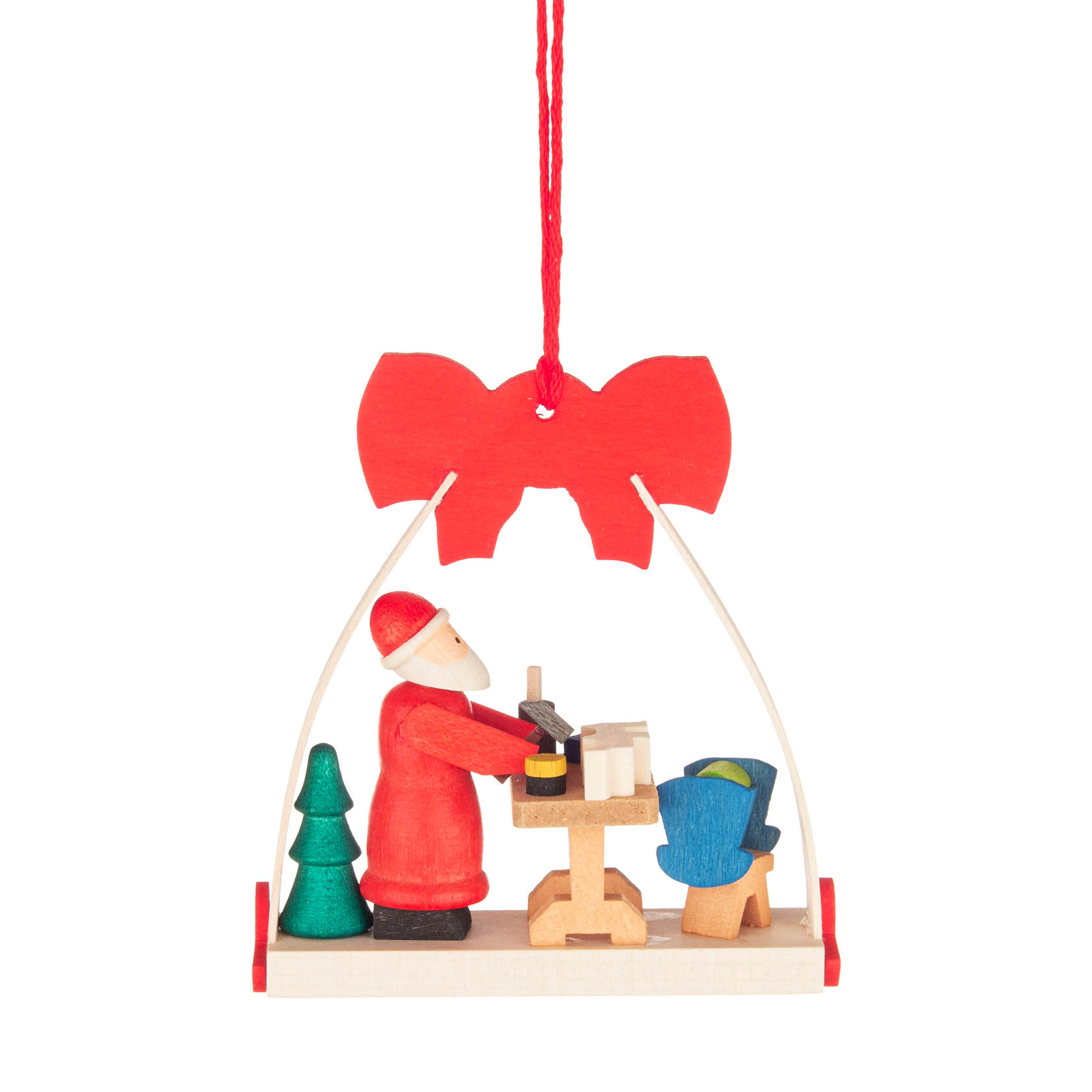 Baumbehang Schleife Weihnachtsmann mit Werkstatt im Dregeno Online Shop günstig kaufen