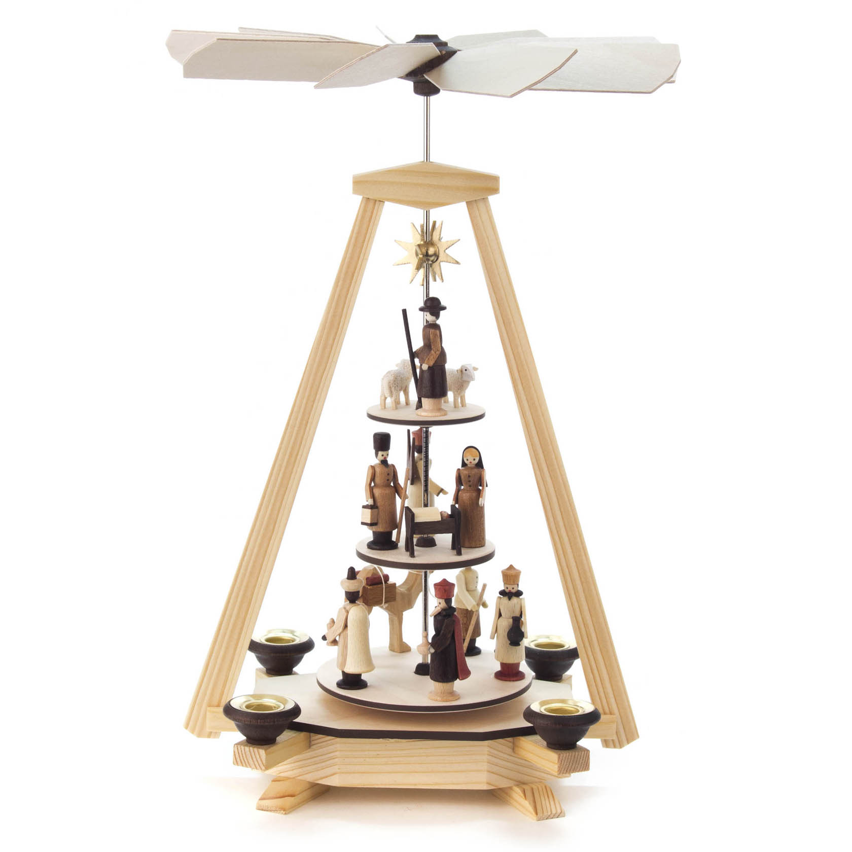 Pyramide mit Christi Geburt natur, 3-stöckig, für Kerzen d=14mm im Dregeno Online Shop günstig kaufen