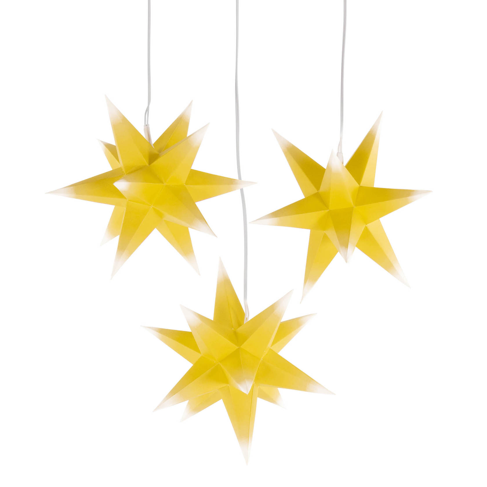 Mini-Adventssterne gelb/weiße Spitzen (3), elektr. Beleuchtung im Dregeno Online Shop günstig kaufen