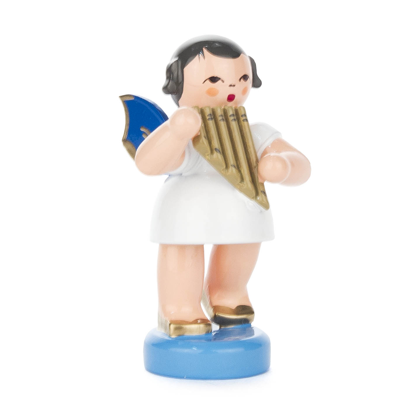 Engel mit Panflöte stehend, blaue Flügel im Dregeno Online Shop günstig kaufen
