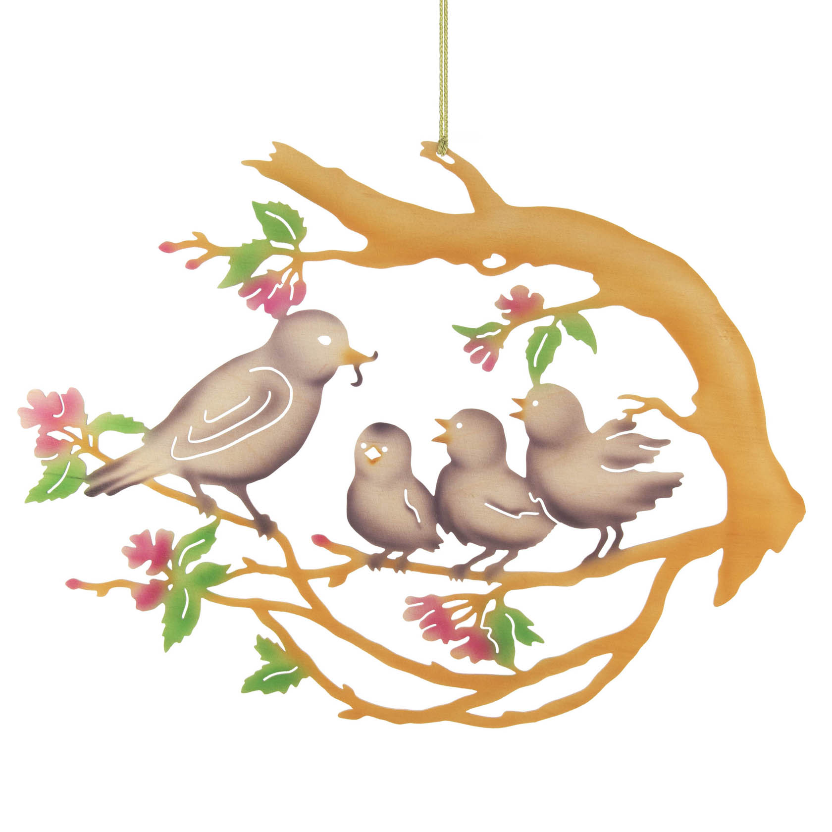 Fensterbild Vogelfamilie auf Baum, farbig im Dregeno Online Shop günstig kaufen