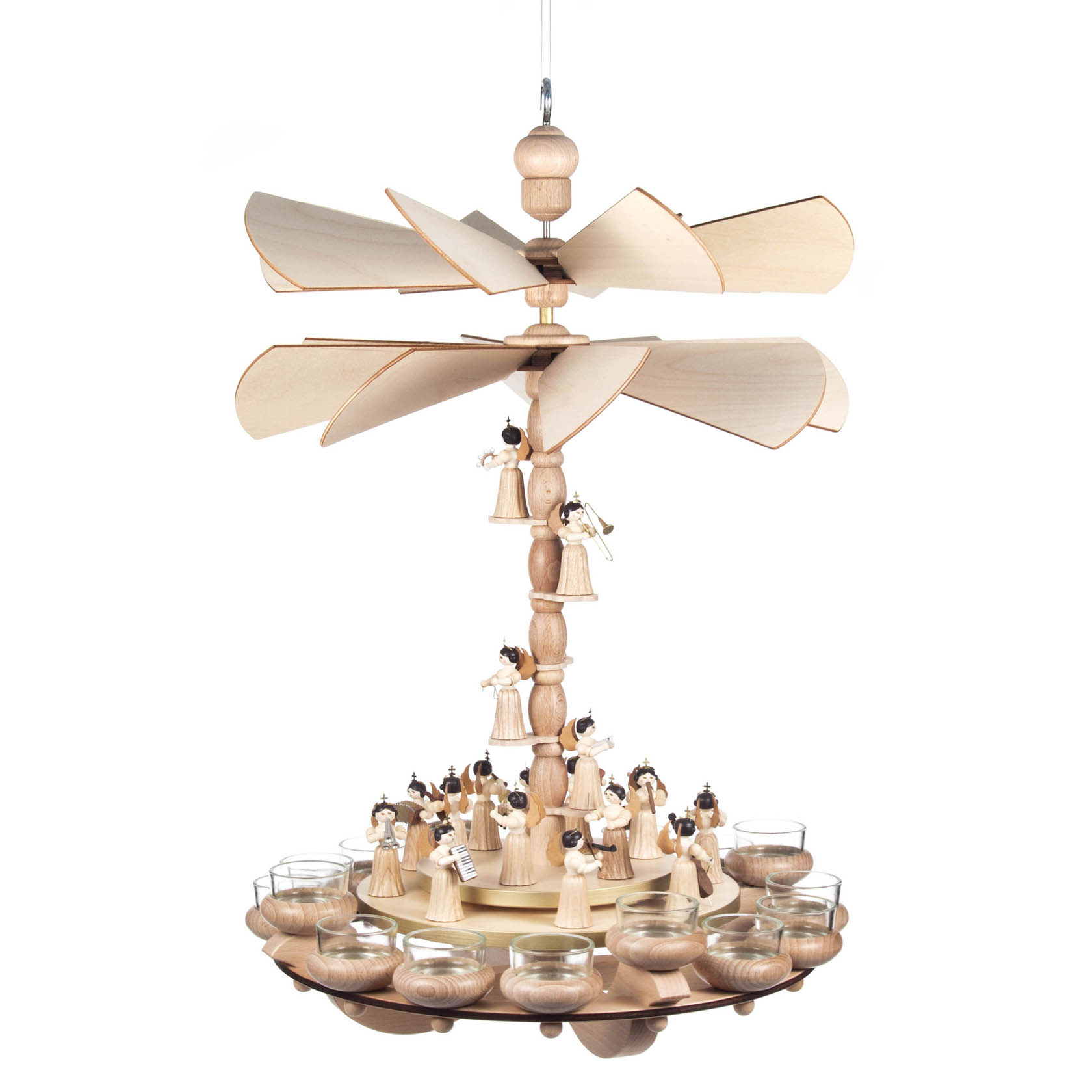 Hängepyramide mit Engeln, 2 Teller und 2 Flügelräder, für Teelichte im Dregeno Online Shop günstig kaufen