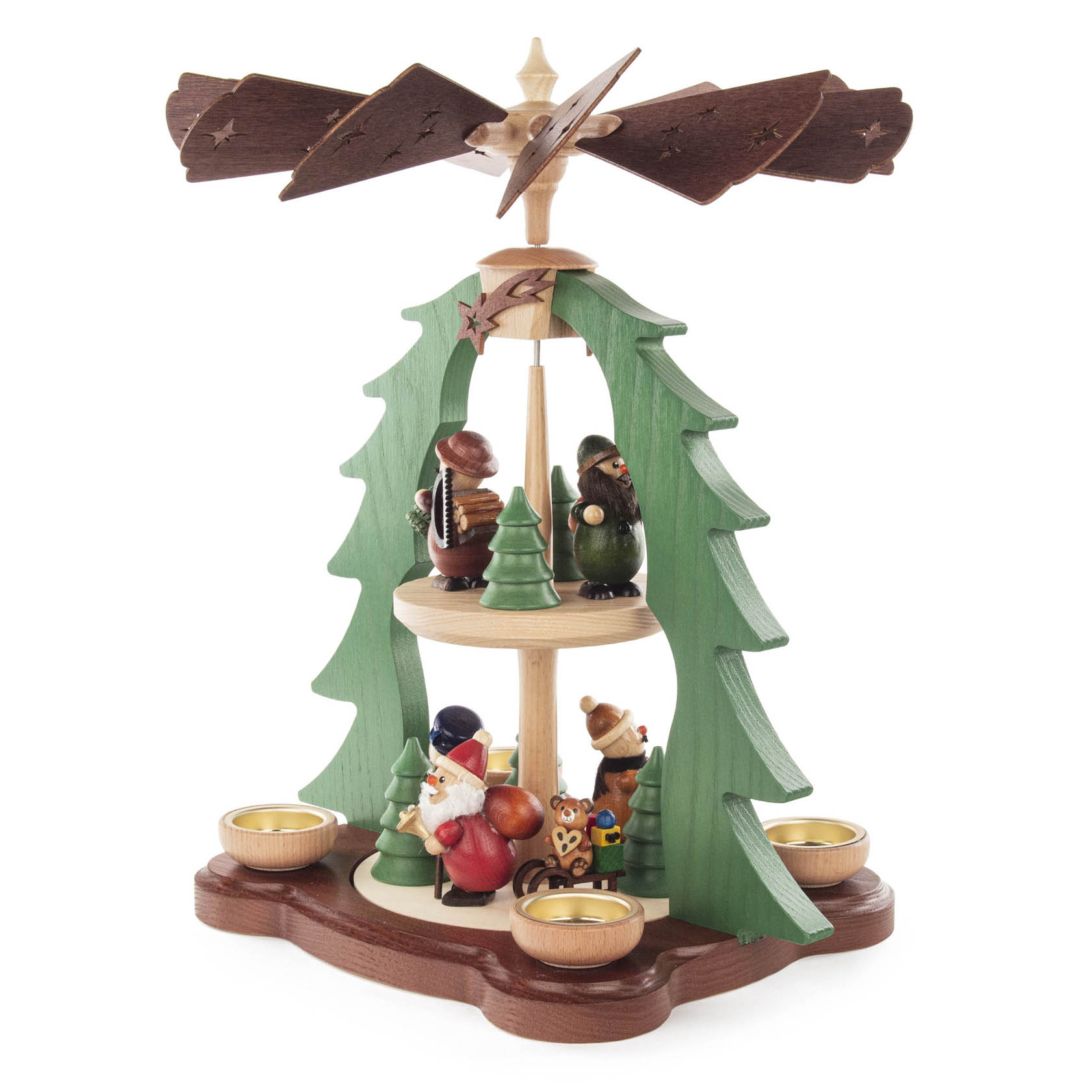 Pyramide Weihnachtsmotiv 2-stöckig  farbig für Teelichte