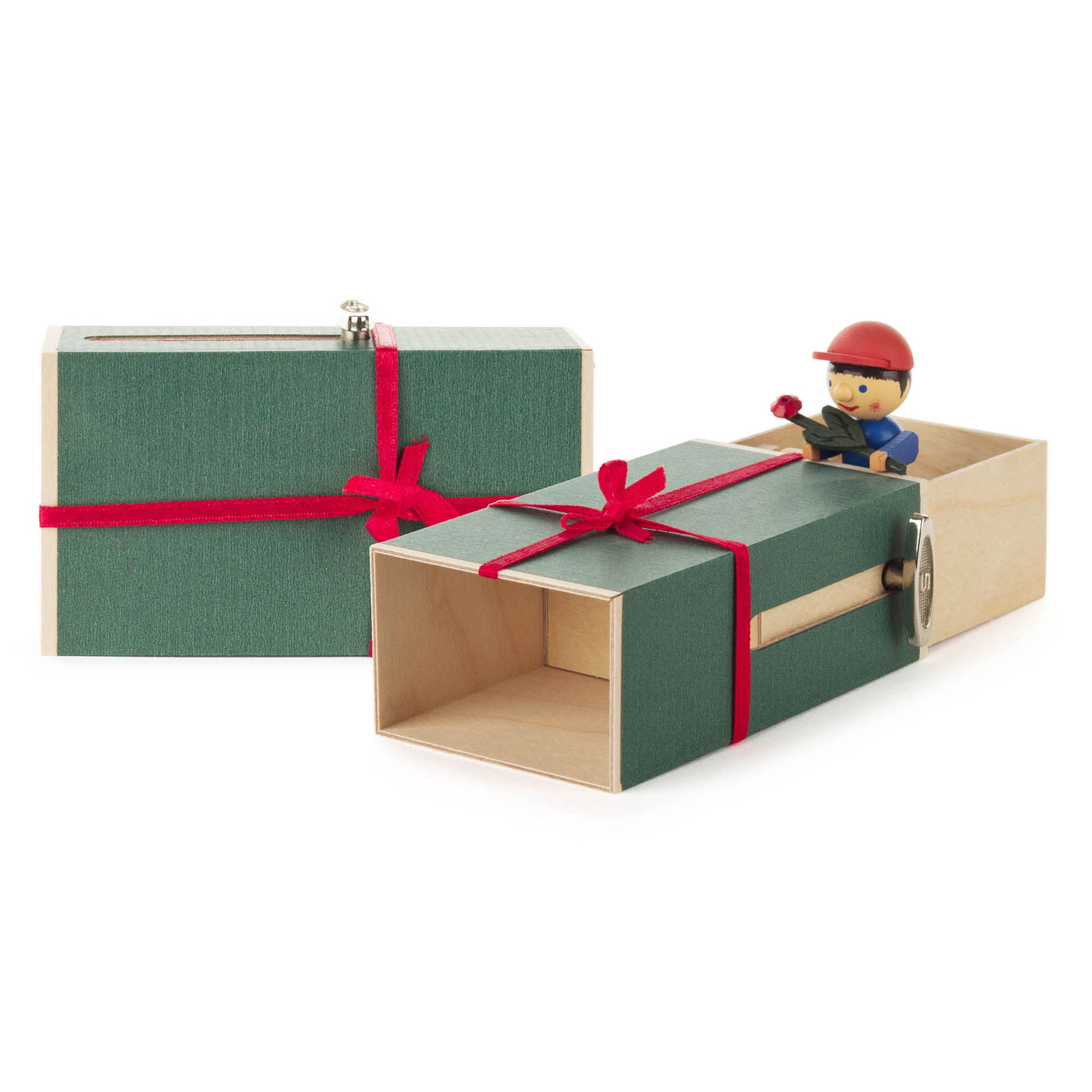 Schiebebox "Geschenke-Box" Junge mit Blume Melodie: It-s a small world