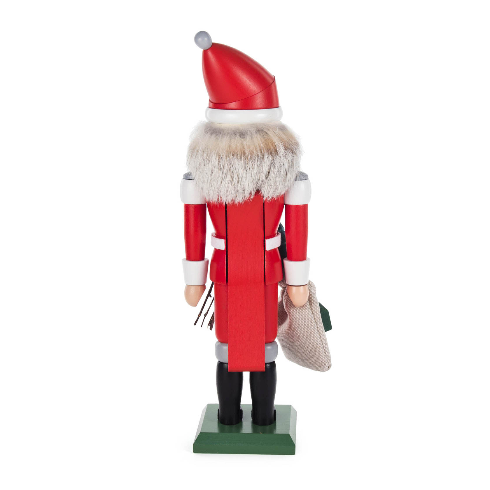 Nussknacker Weihnachtsmann rot, 32cm, mit Rute und Geschenkesack
