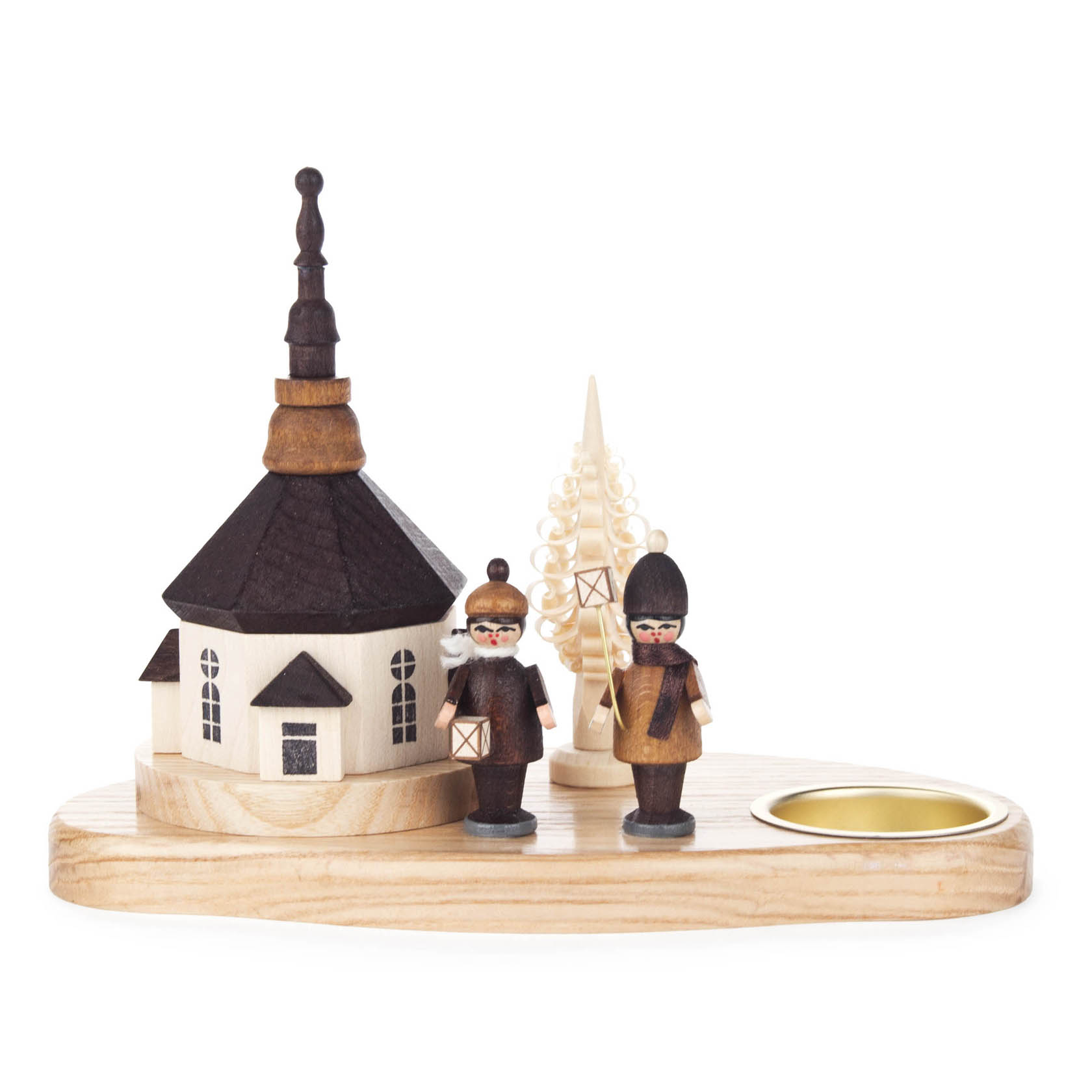 Teelichthalter mit Seiffener Kirche und Laternenkindern im Dregeno Online Shop günstig kaufen