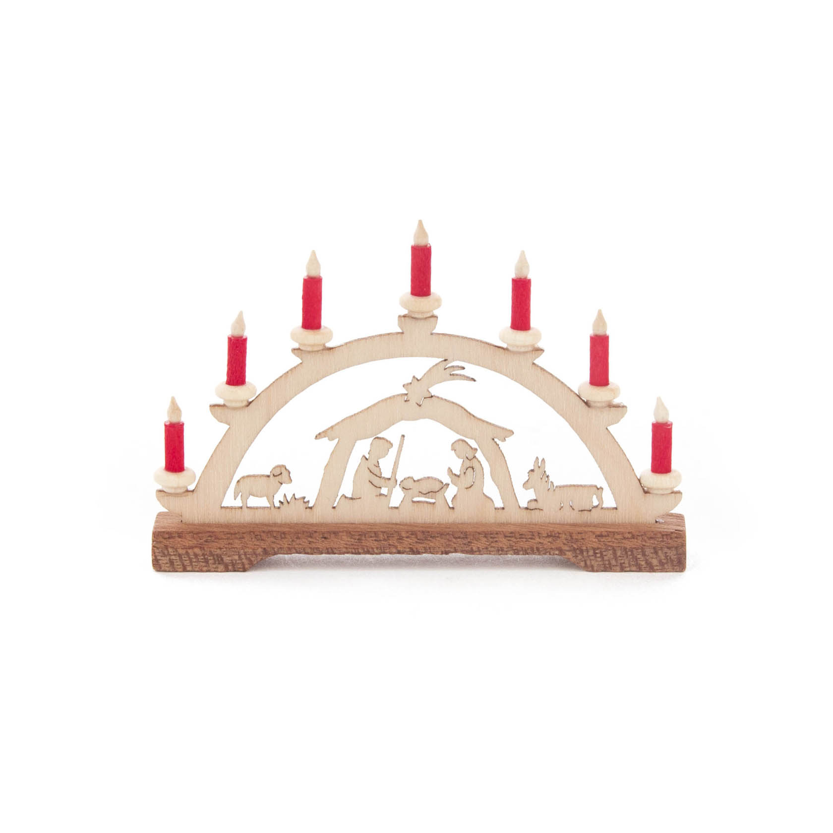 Mini Schwibbogen Krippe Christi Geburt rote Kerzen im Dregeno Online Shop günstig kaufen