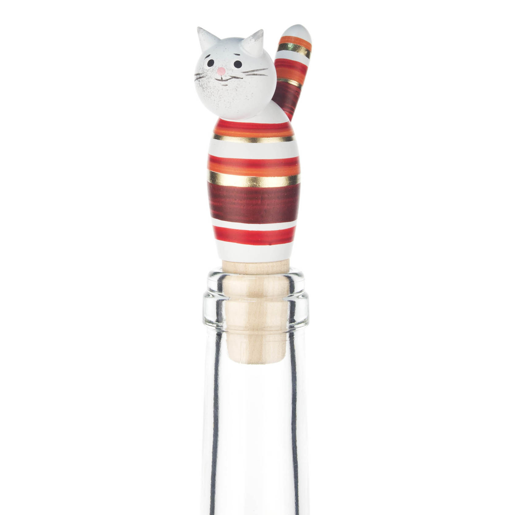 Flaschengeist Kater, rot-orange-gold gestreift