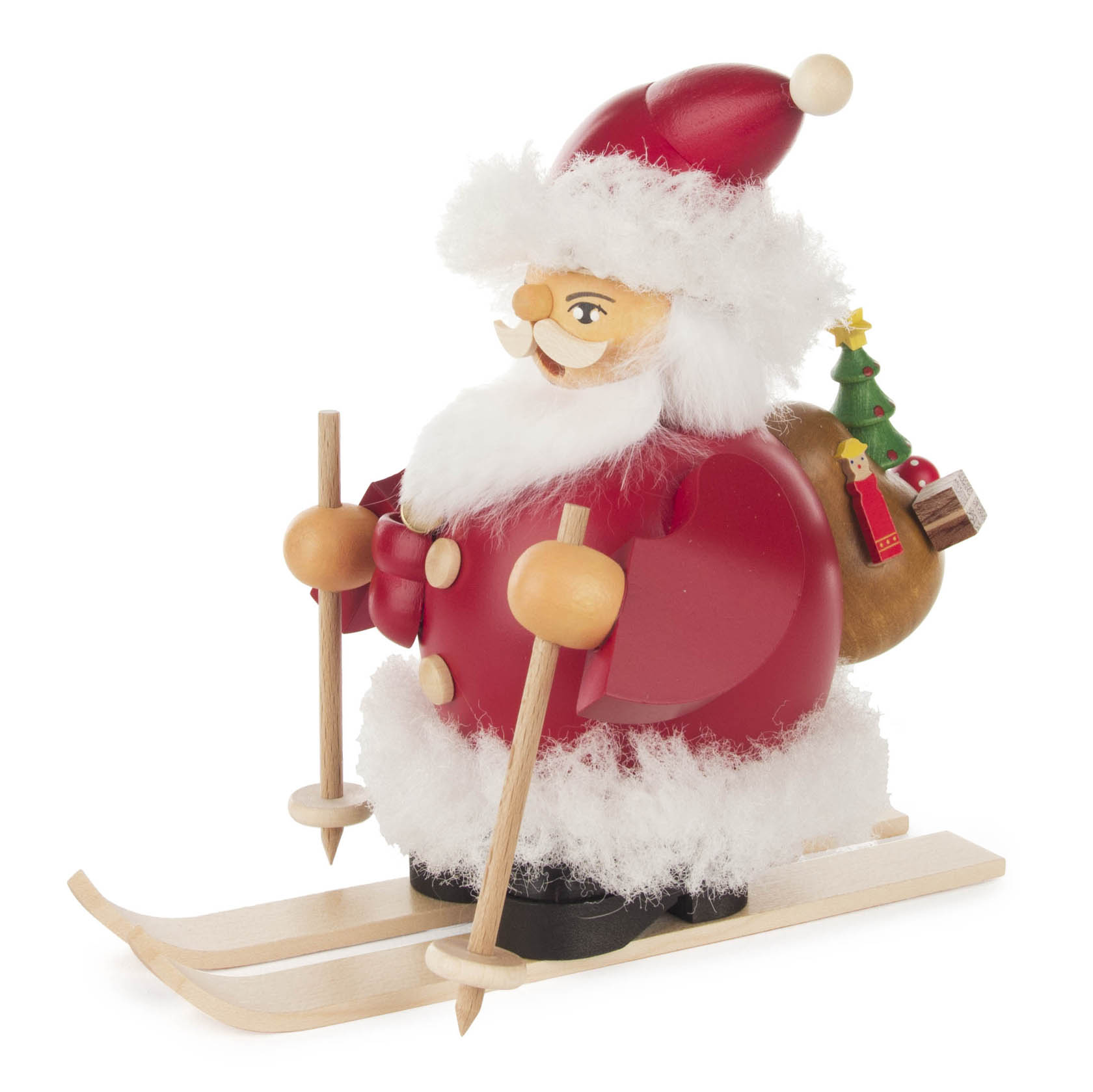 Räuchermann Weihnachtsmann auf Ski