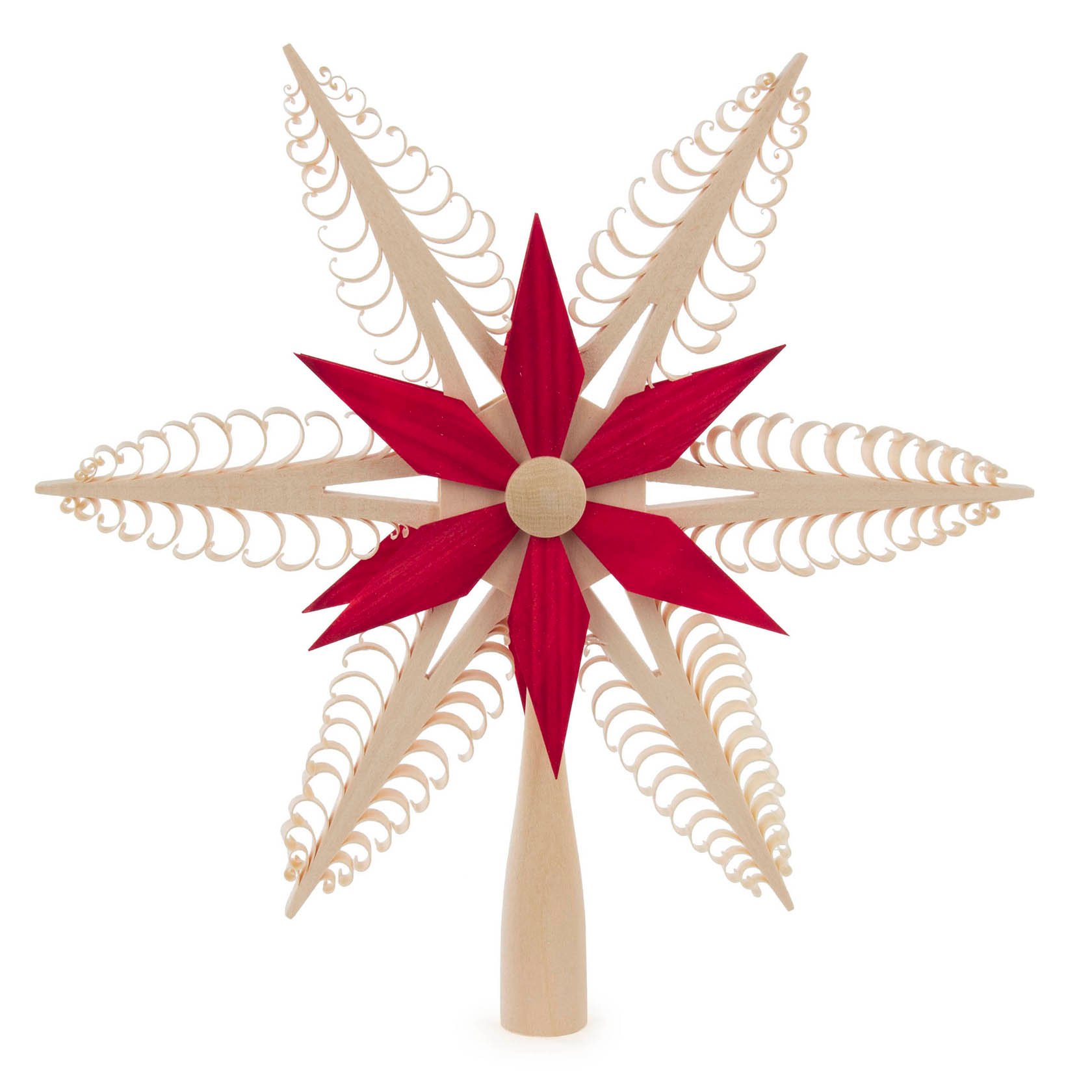 Christbaumspitze Spanstern,rot-natur Durchmesser 24cm