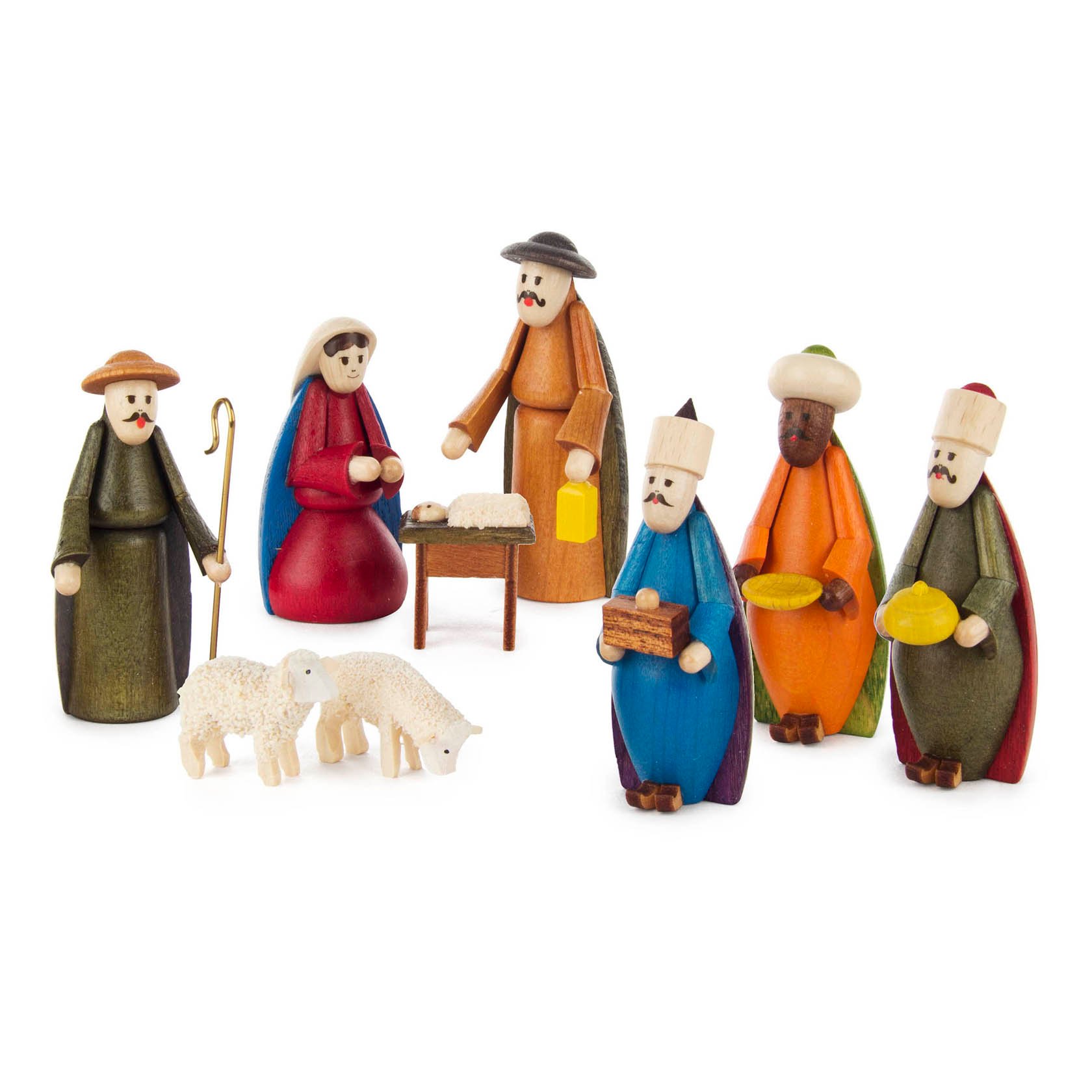 Krippefiguren farbig, (9-teilig)